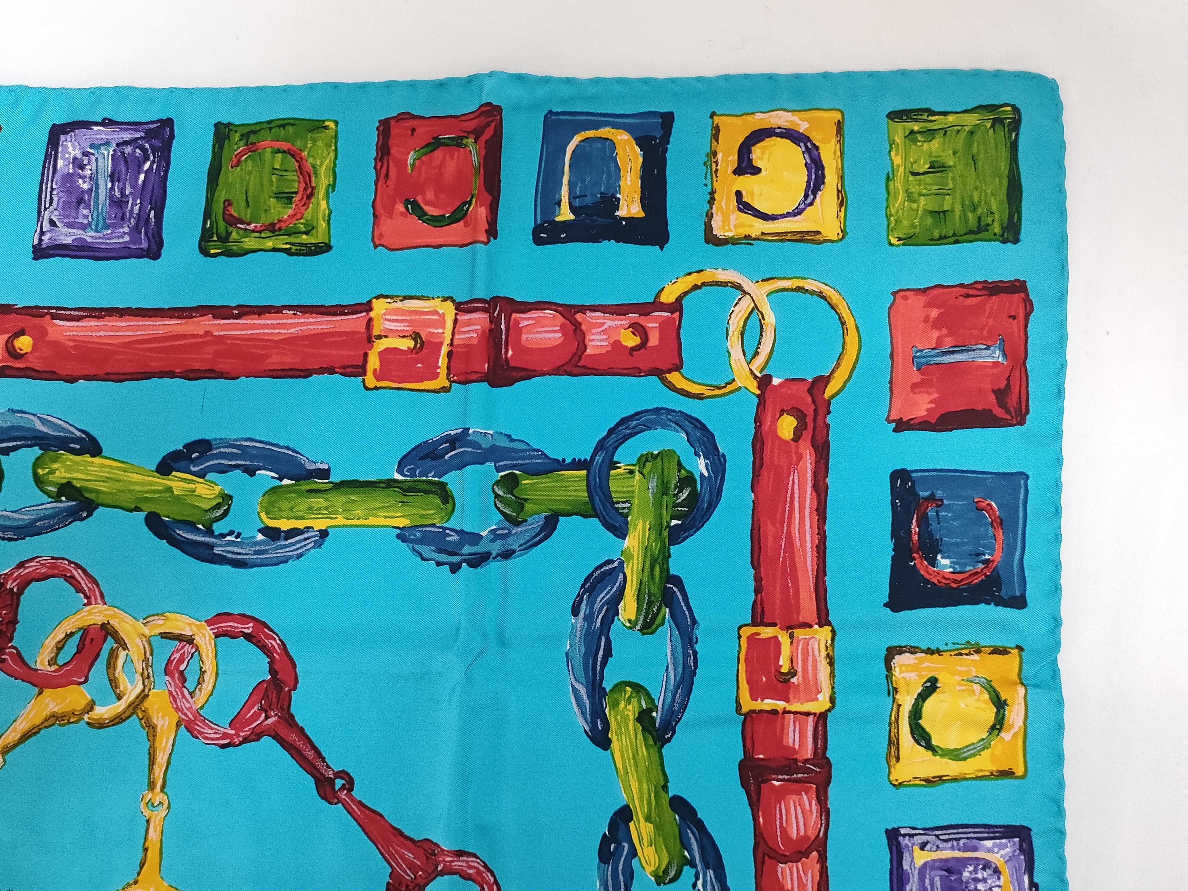 Gucci Vintage Equestrian Motif Silk Scarf