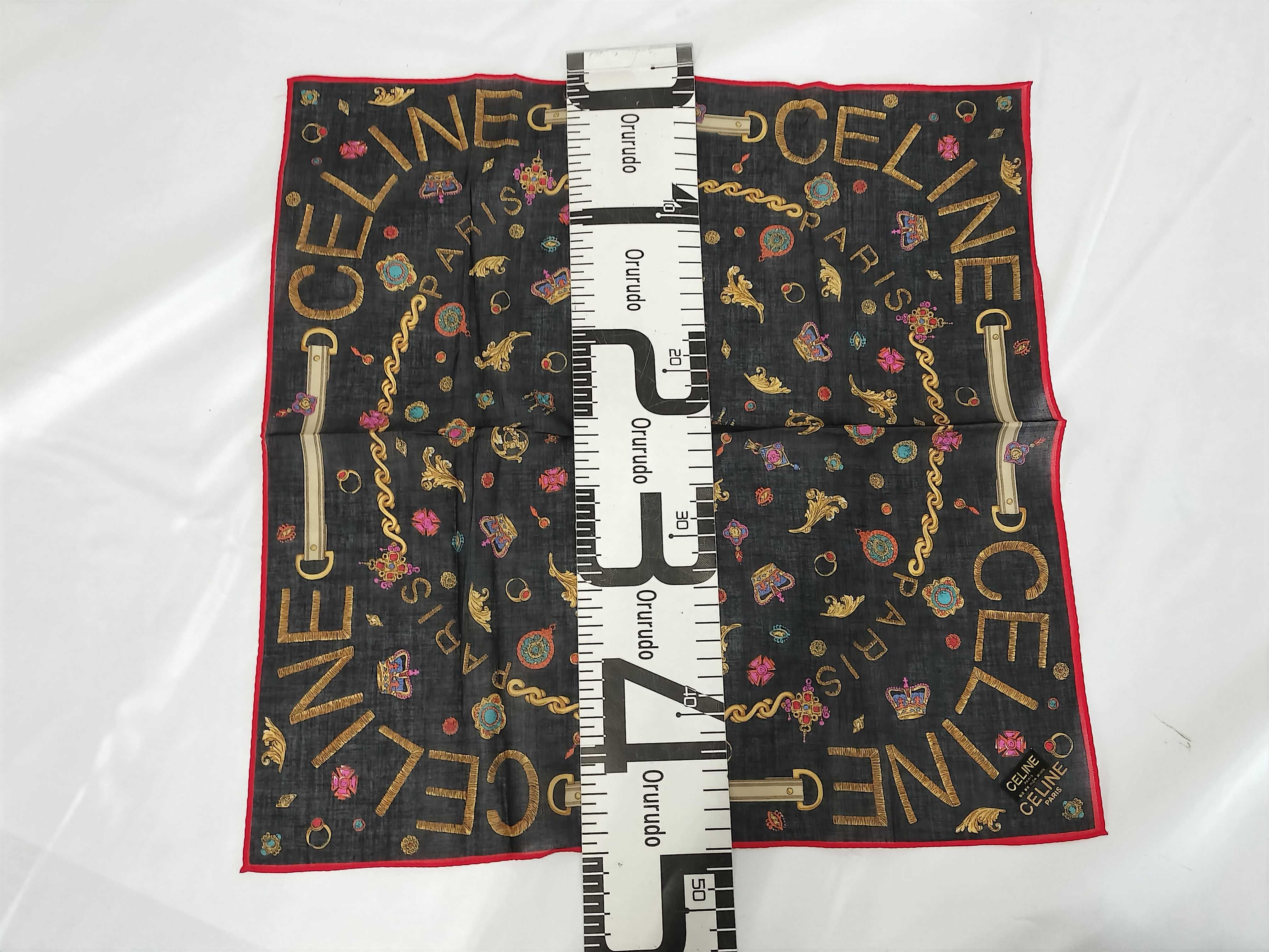 Celine Paris Jewelry and Chain Motif Cotton Pocket Square