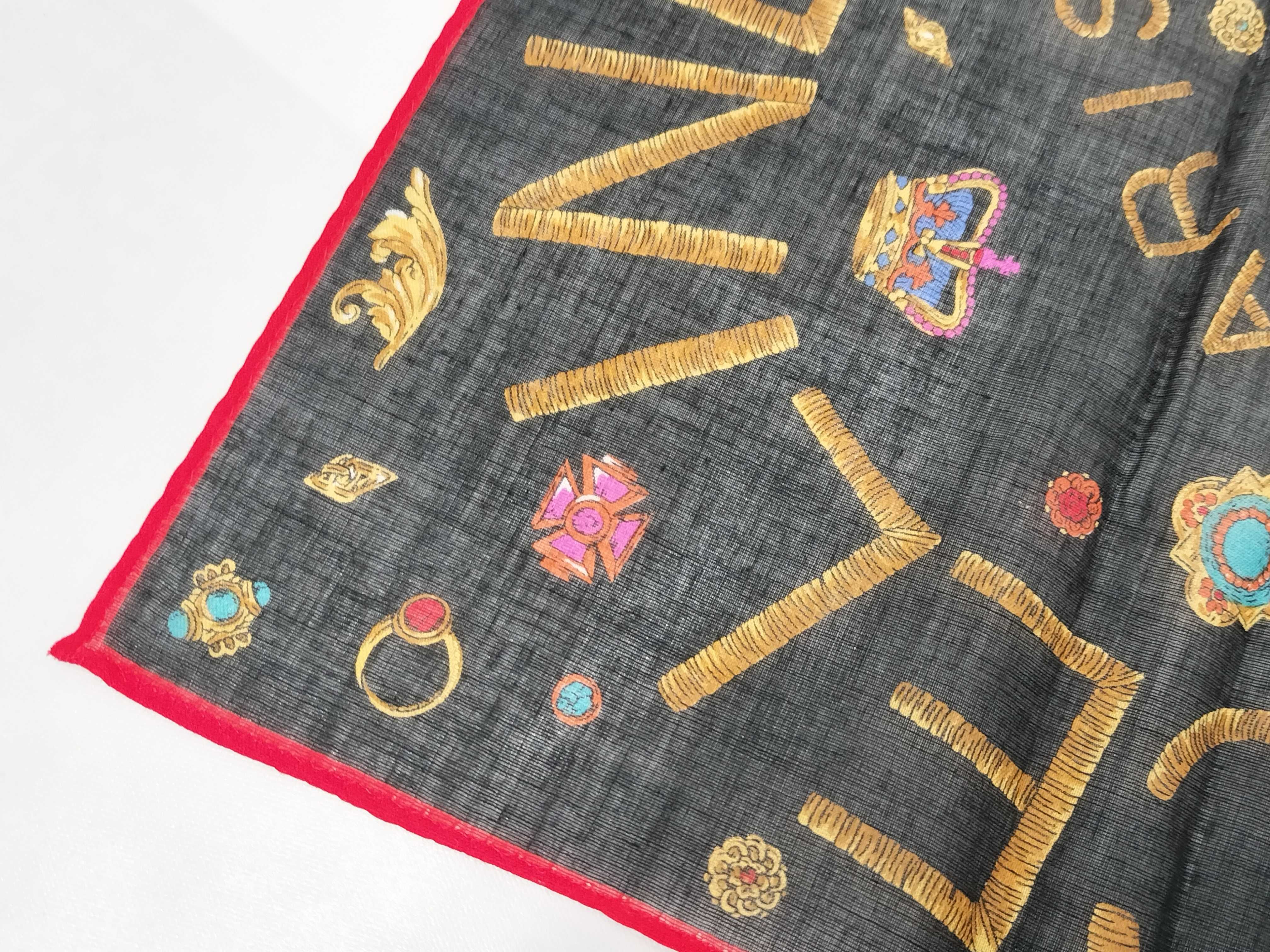 Celine Paris Jewelry and Chain Motif Cotton Pocket Square