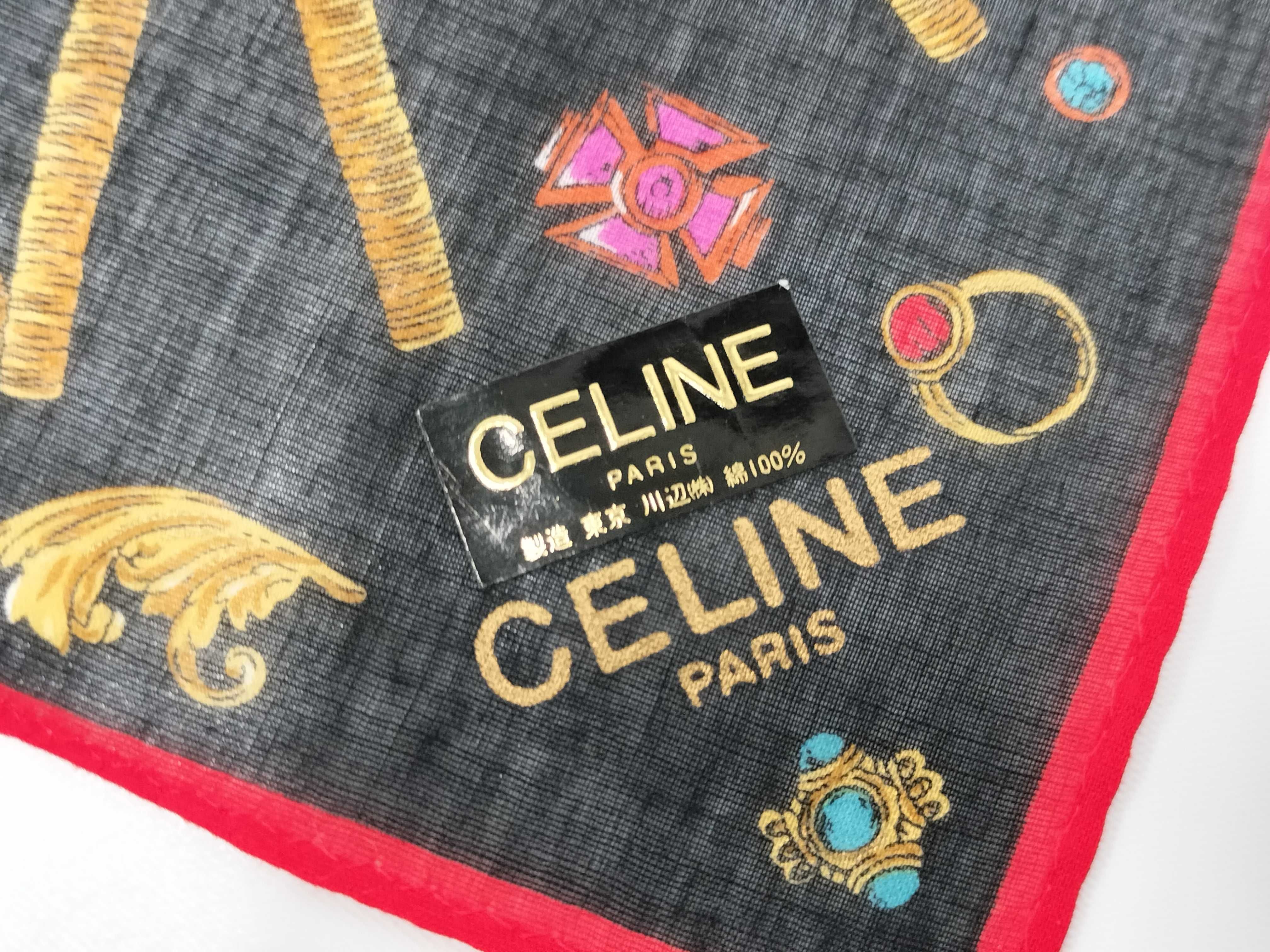Celine Paris Jewelry and Chain Motif Cotton Pocket Square