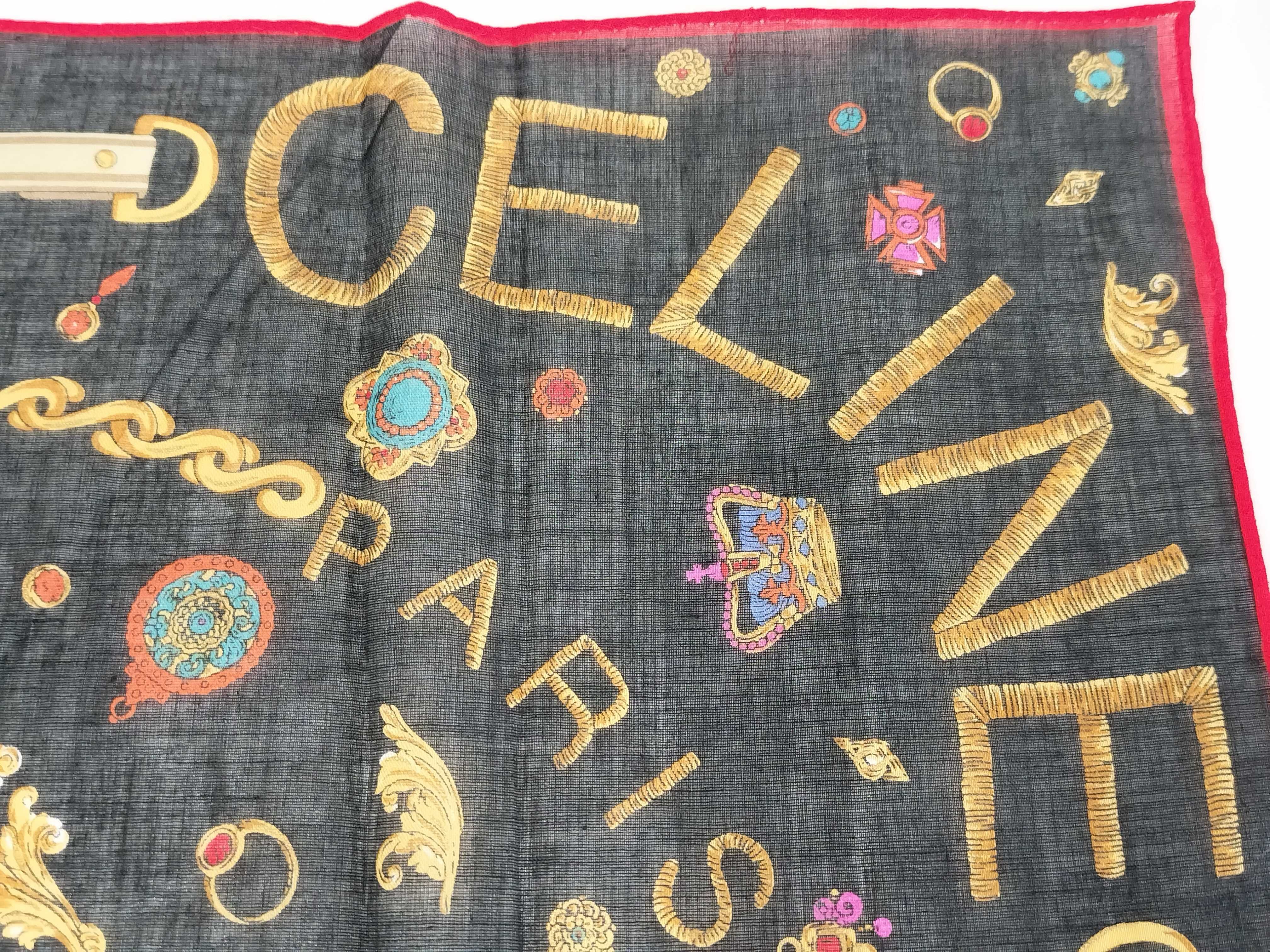 Celine Paris Jewelry and Chain Motif Cotton Pocket Square