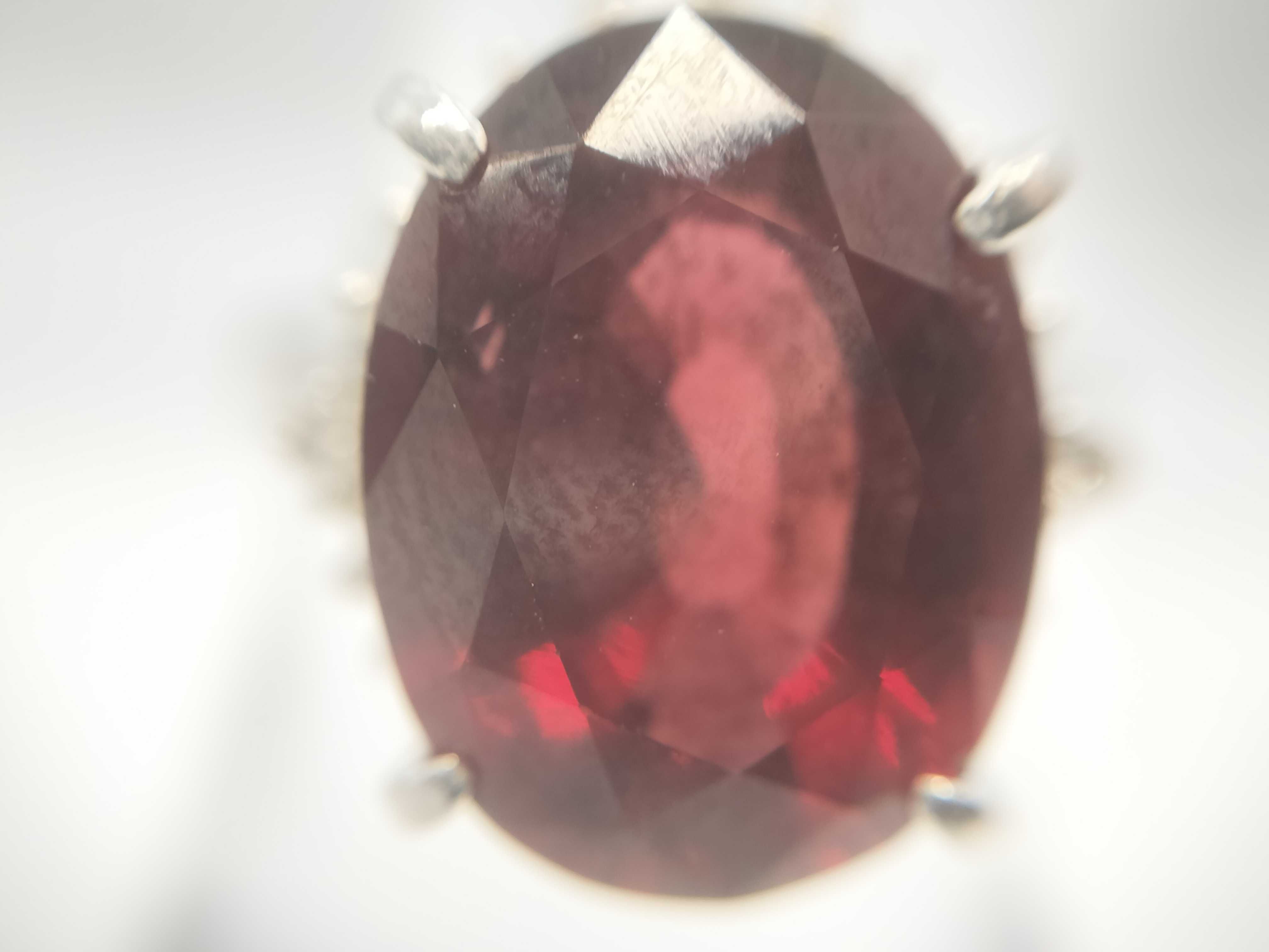 Platinum, Garnet and Diamond Halo Cocktail Ring