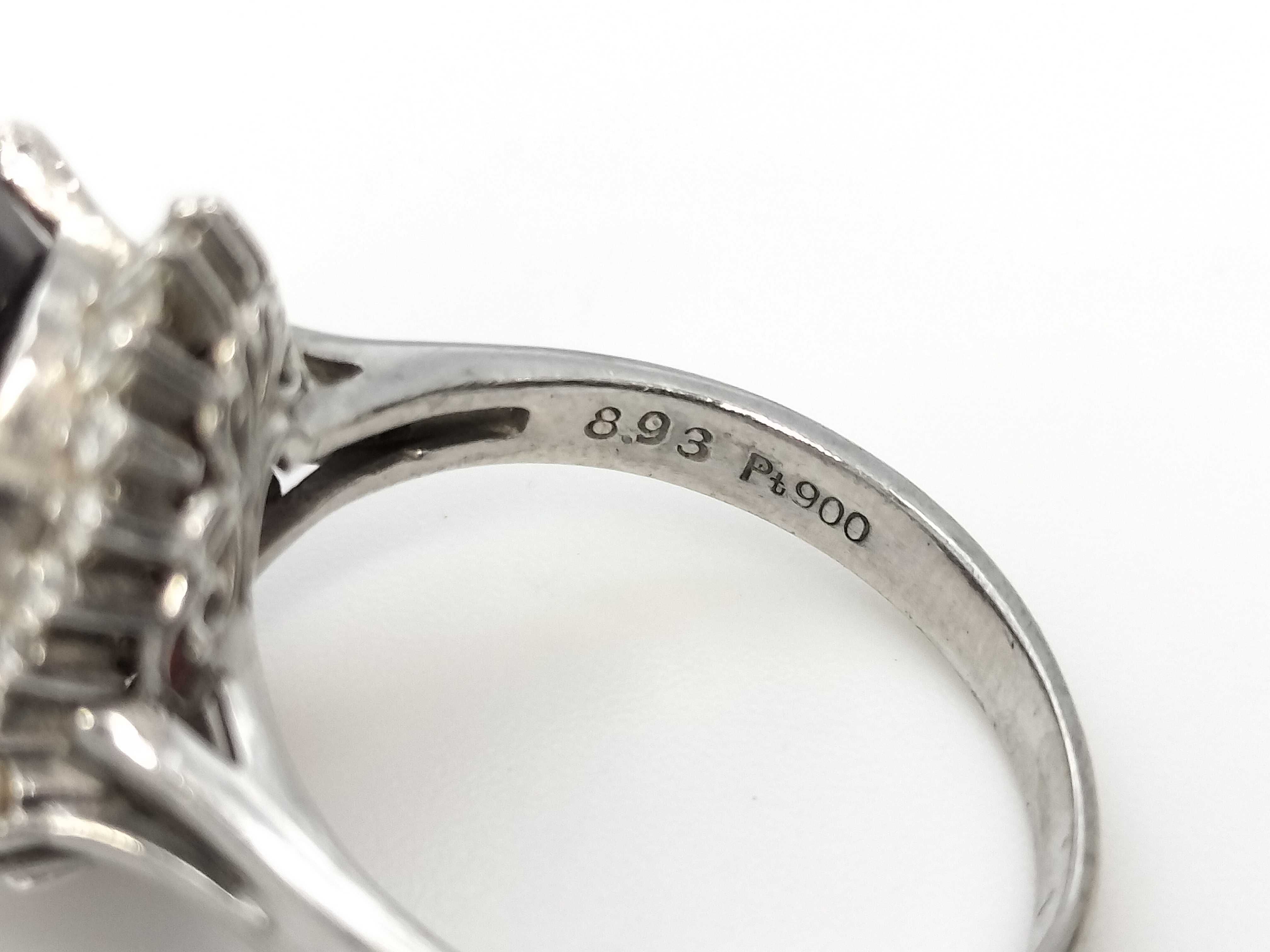 Platinum, Garnet and Diamond Halo Cocktail Ring