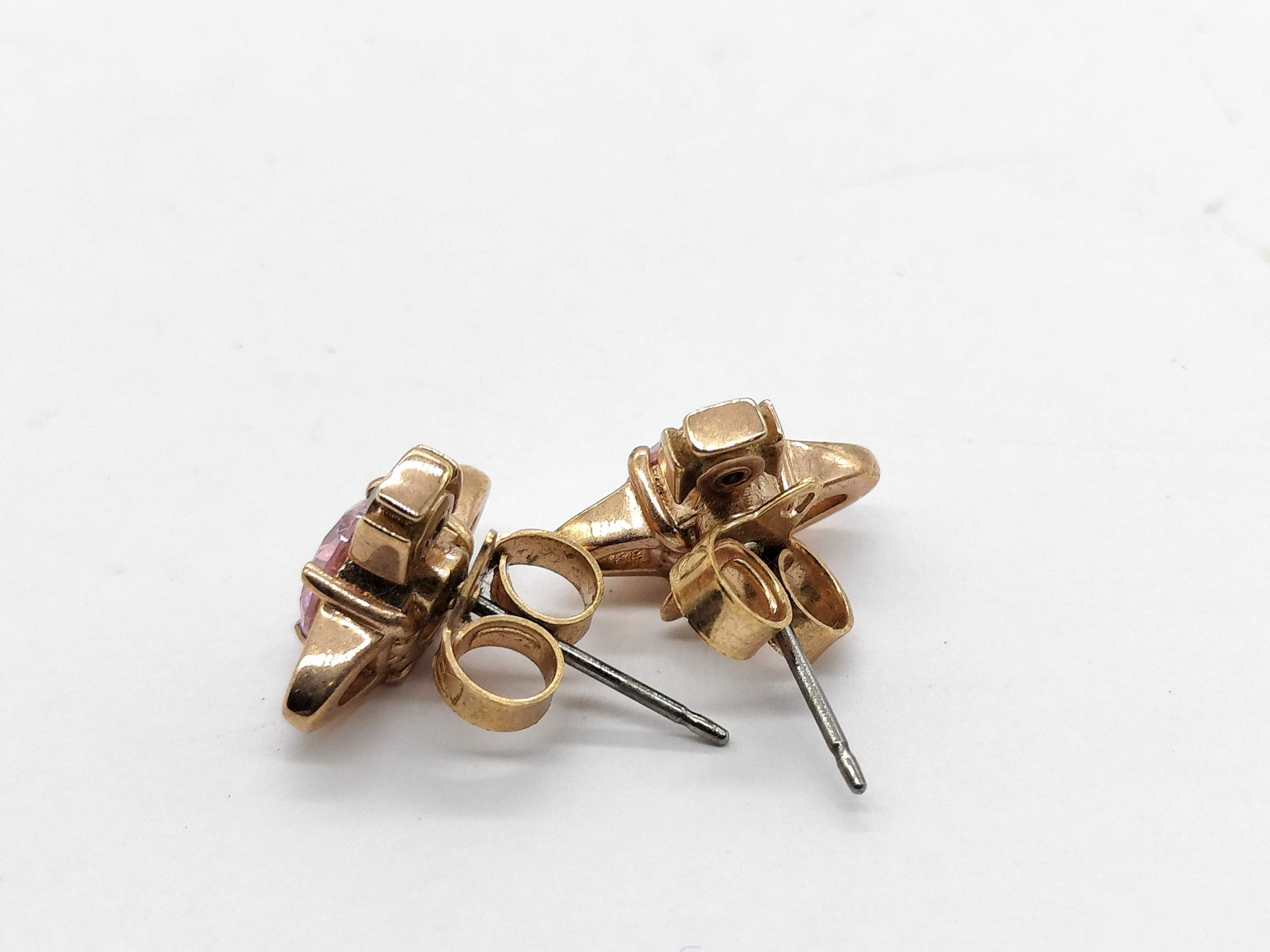 A Pair of Vivienne Westwood Reina Gold-Toned and Pink Crystal Stud Earrings with Box