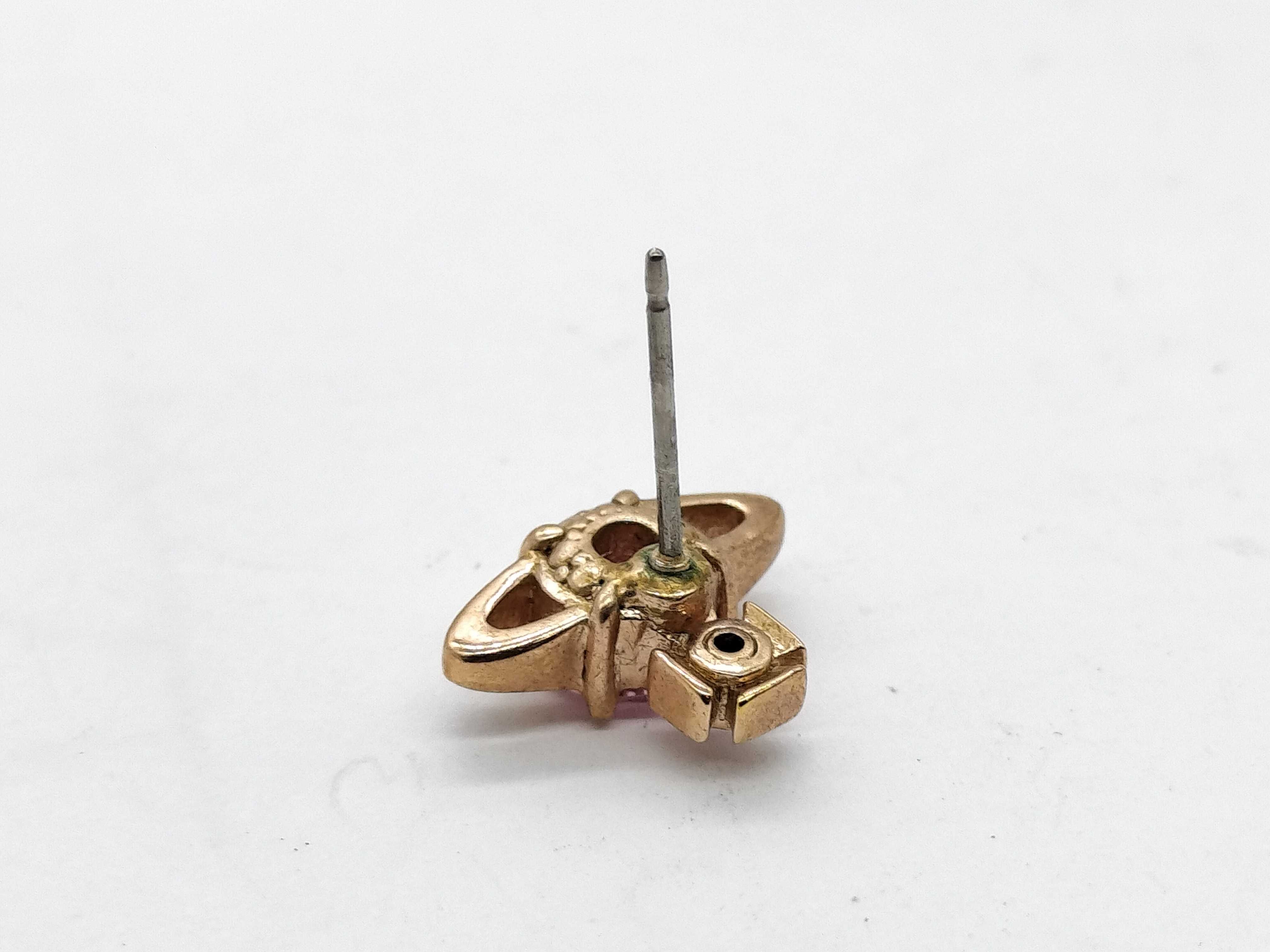 A Pair of Vivienne Westwood Reina Gold-Toned and Pink Crystal Stud Earrings with Box