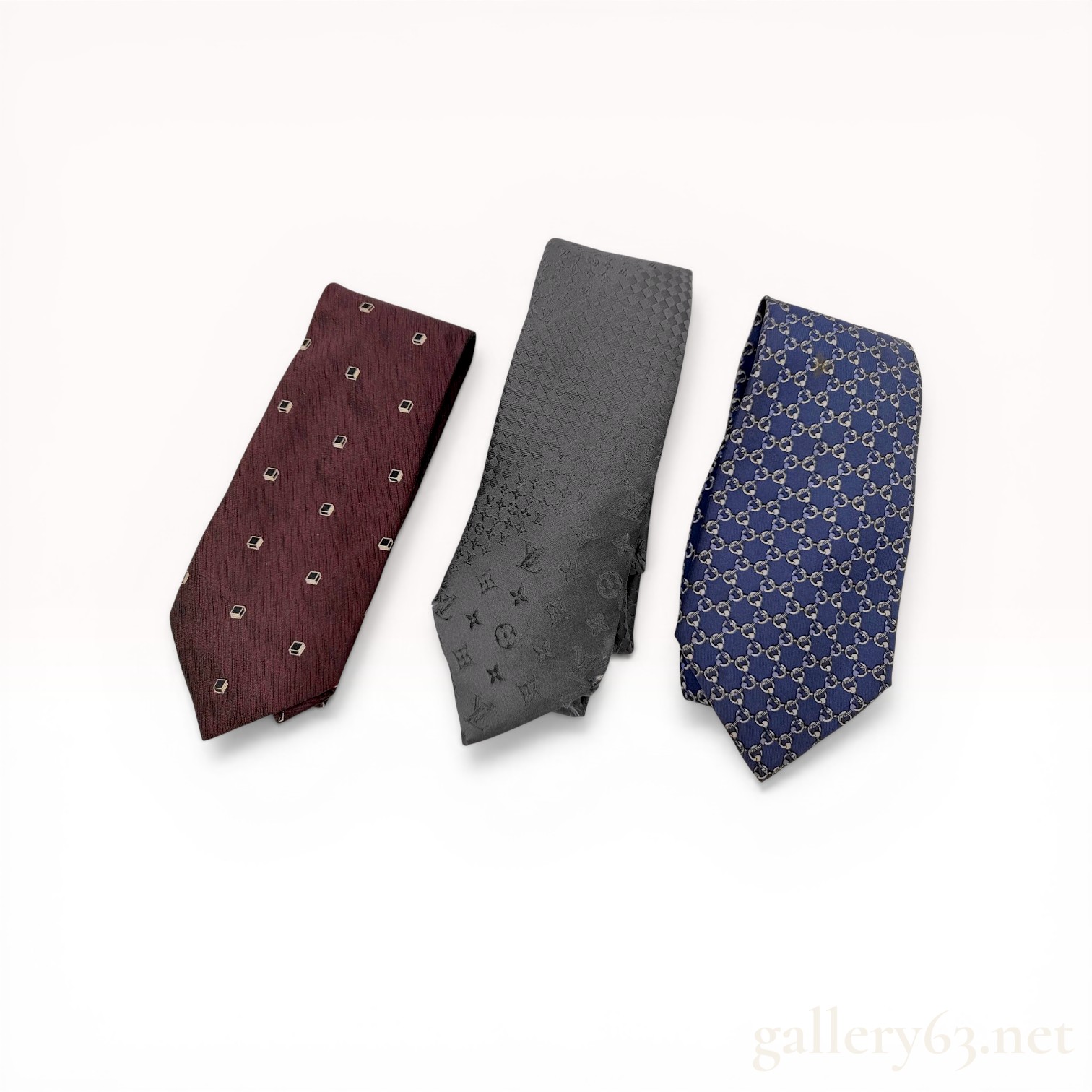 A Trio of Designer Silk Neckties Including Prada and Louis Vuitton