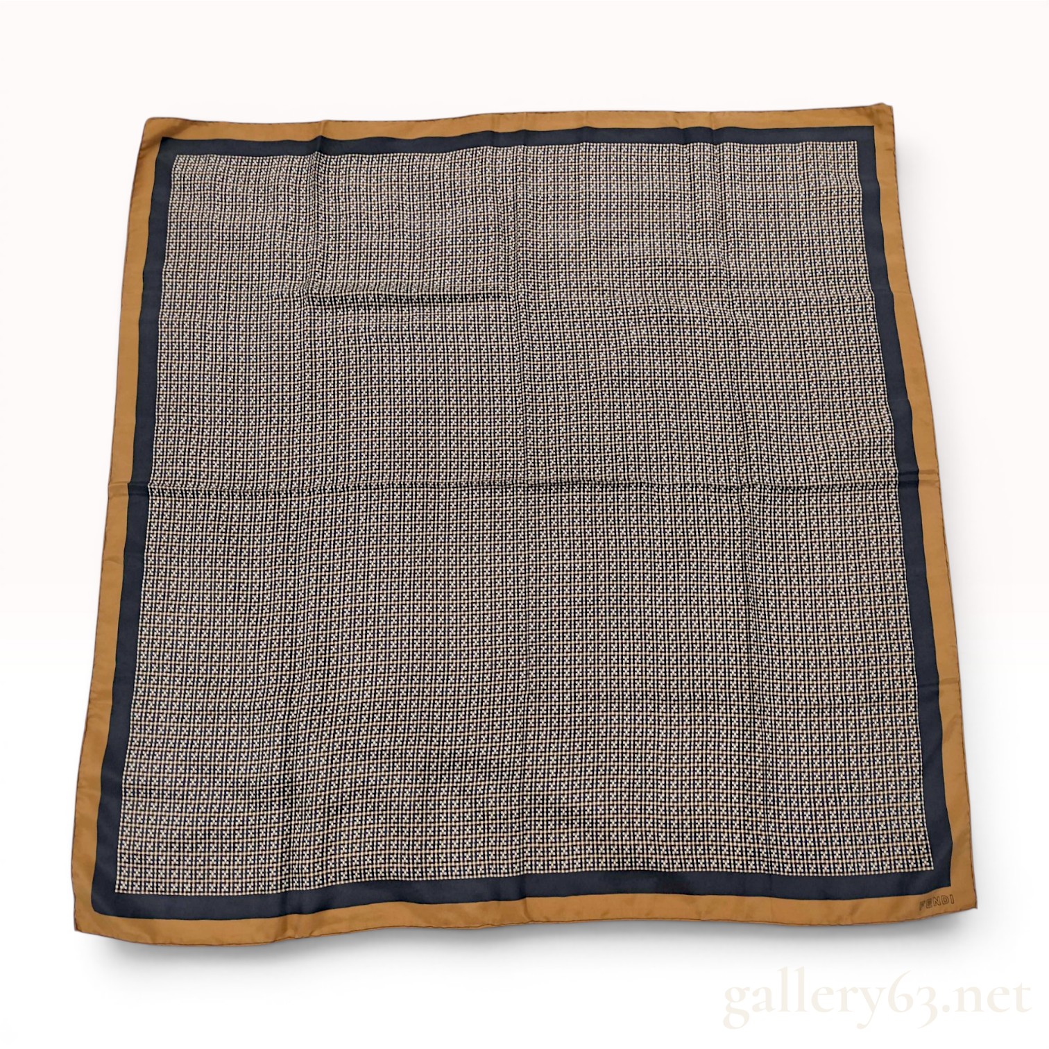 Vintage 1970s-80s Fendi Geometric Pattern Silk Twill Scarf