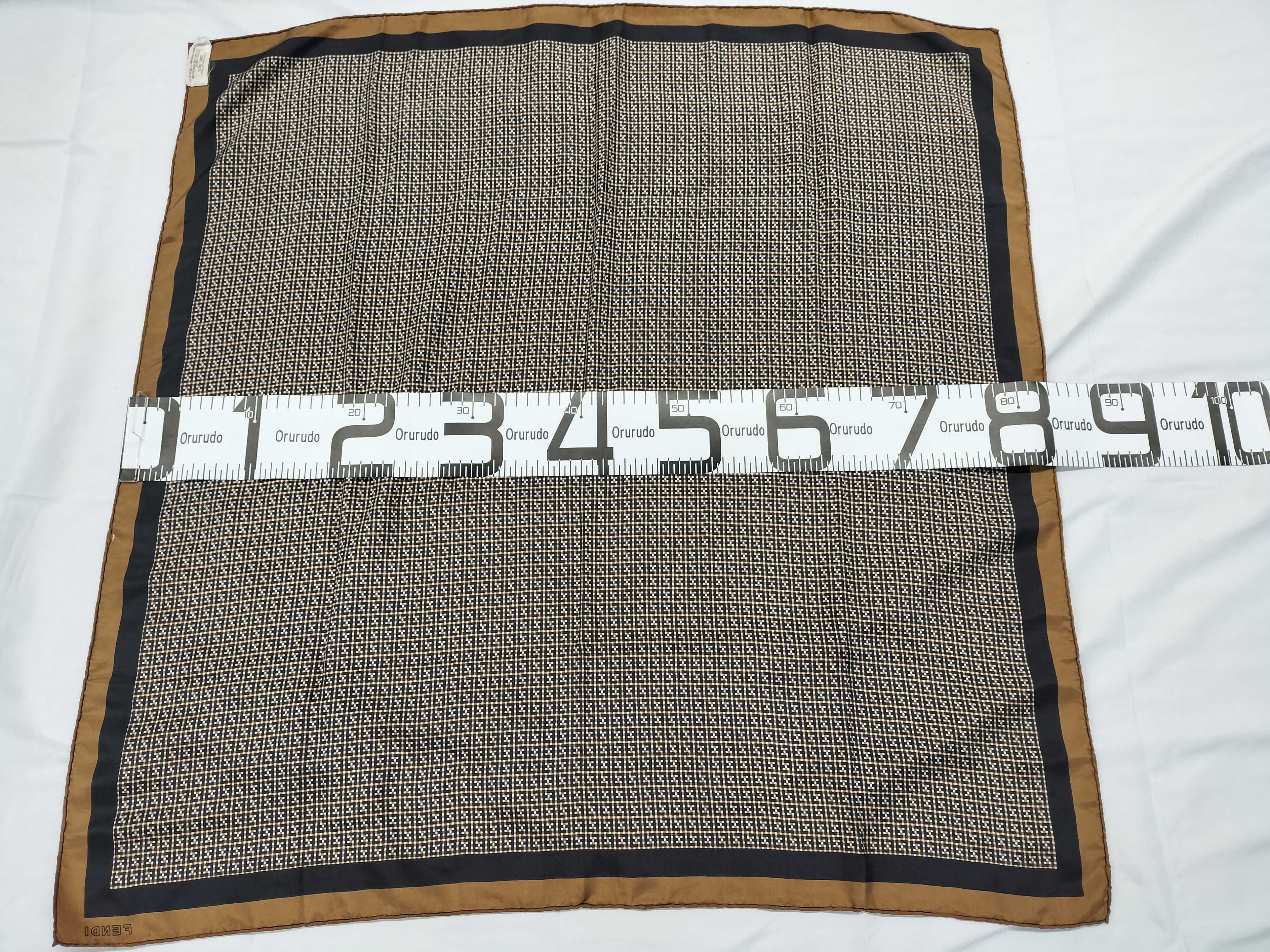 Vintage 1970s-80s Fendi Geometric Pattern Silk Twill Scarf