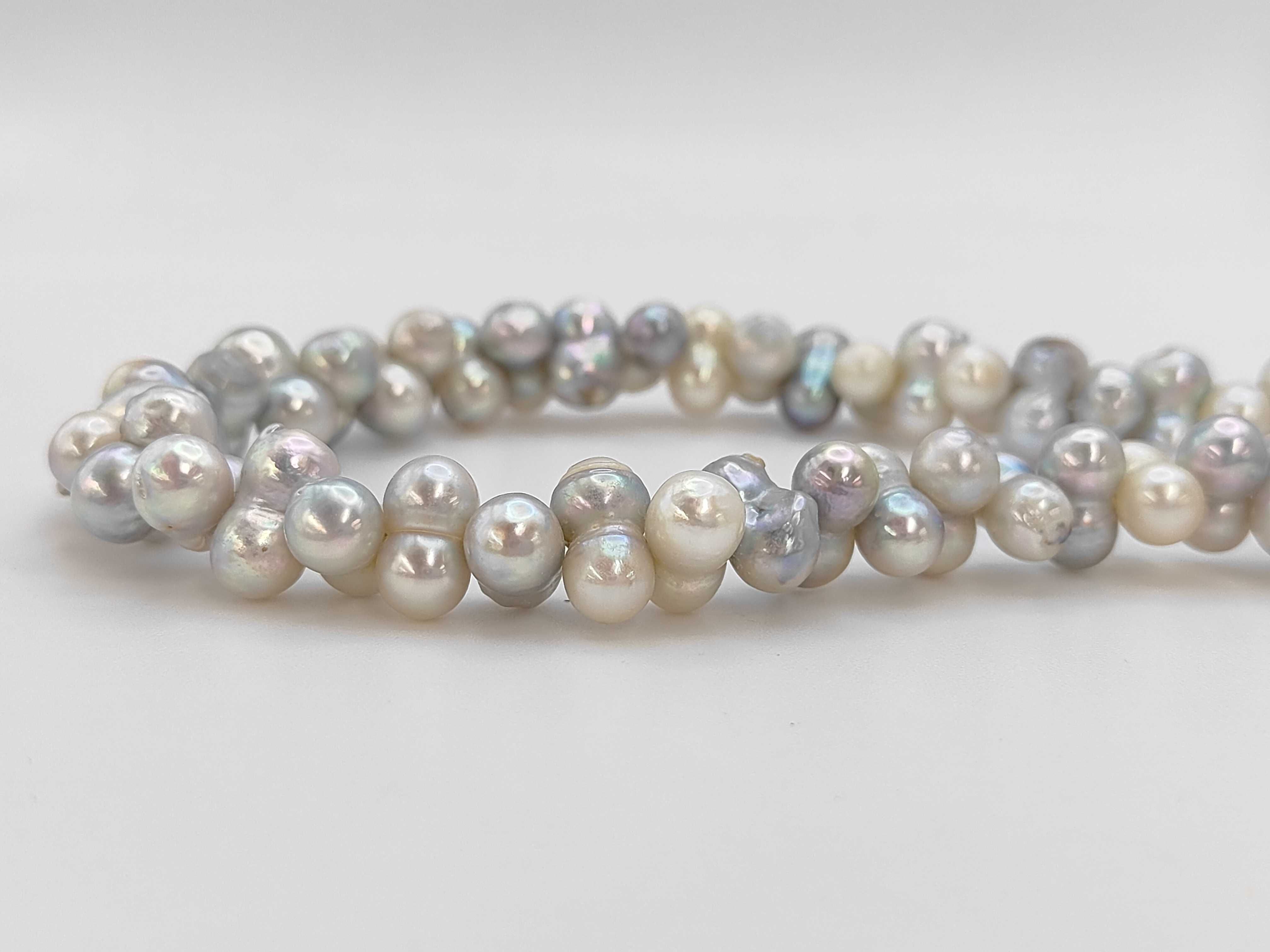 Mid-Century Baroque Cultured Pearl Cluster Necklace with Silver Clasp