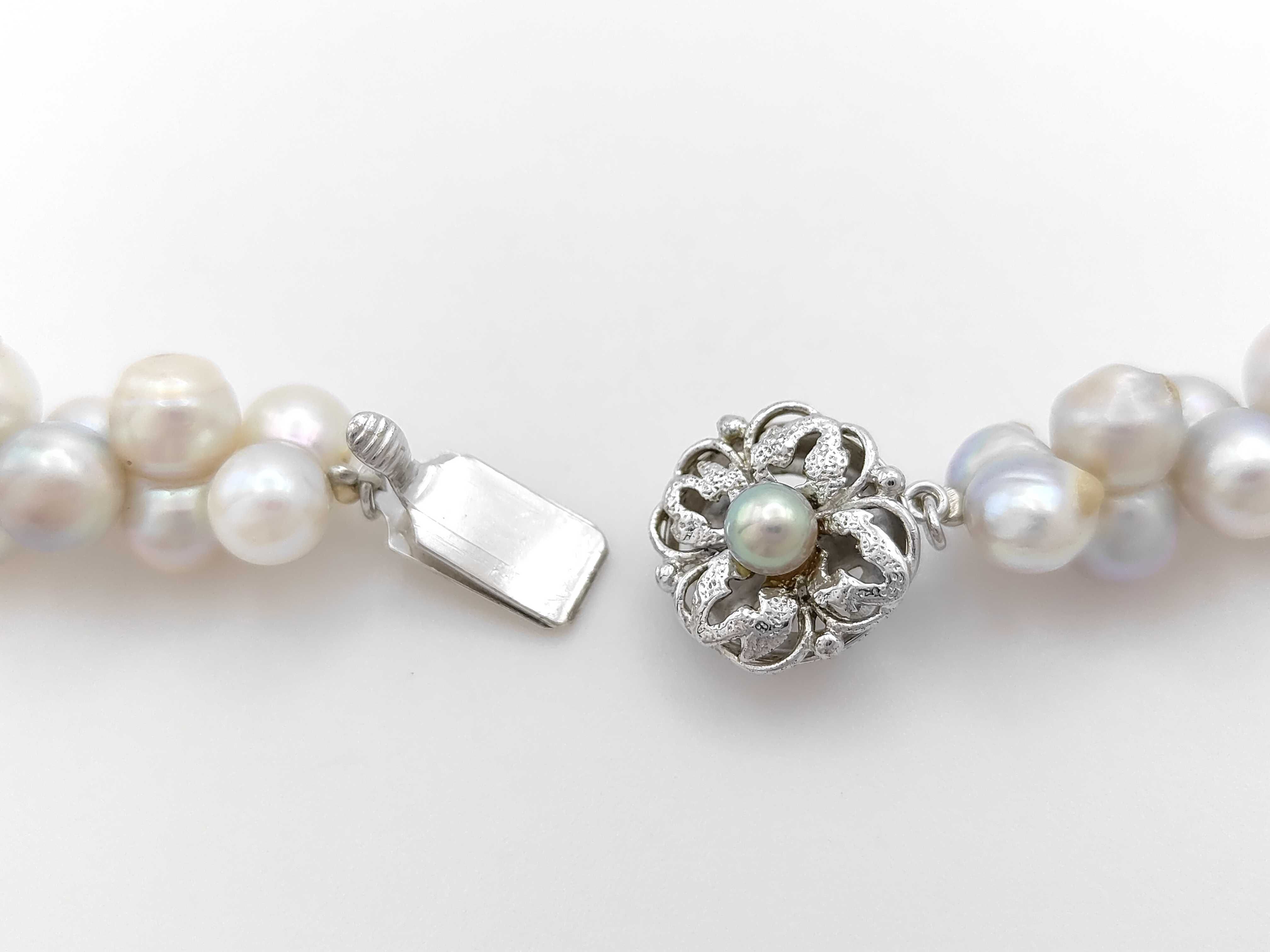 Mid-Century Baroque Cultured Pearl Cluster Necklace with Silver Clasp