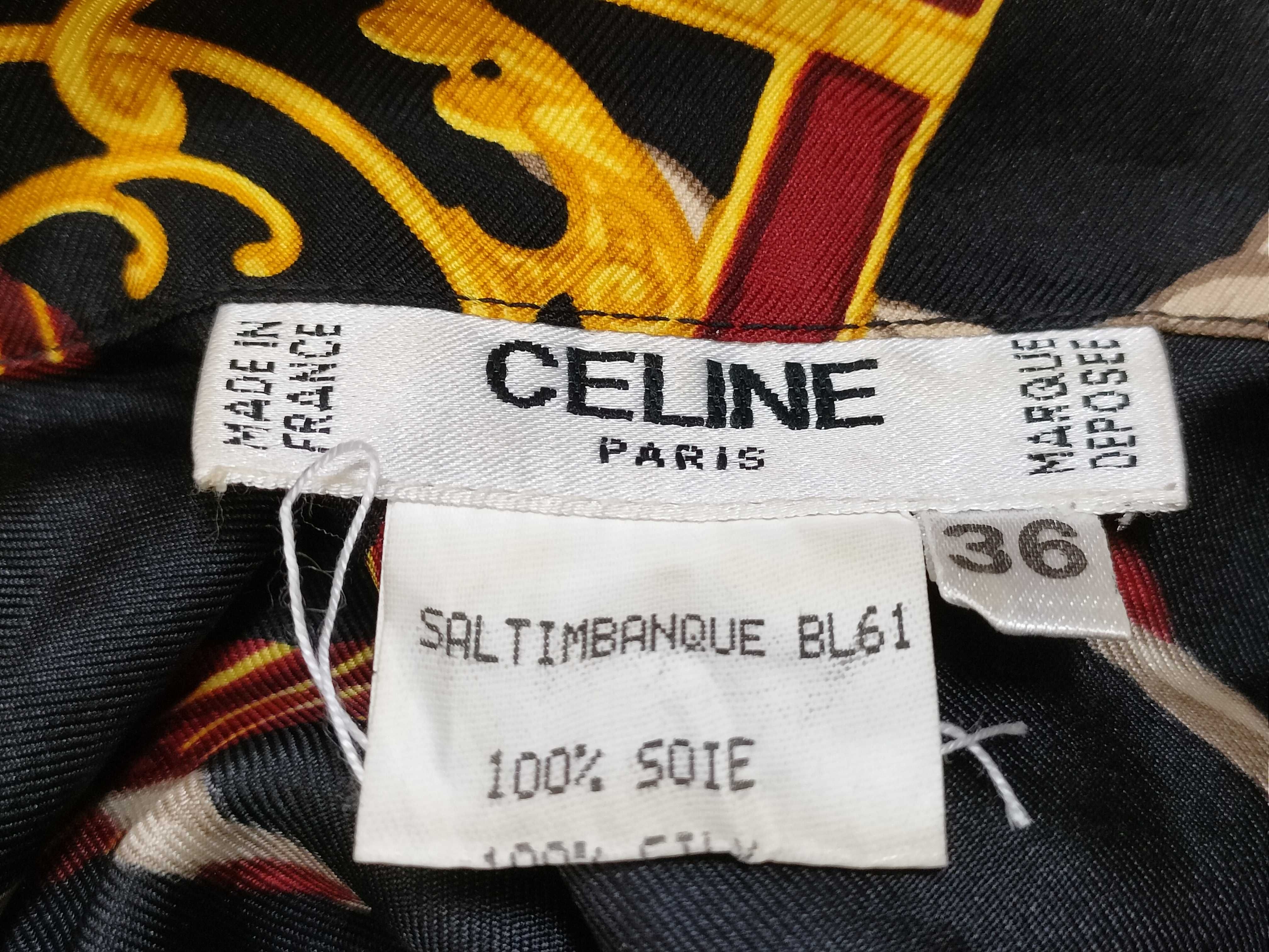 Vintage Celine Paris Saltimbanque Print Silk Blouse Size 36