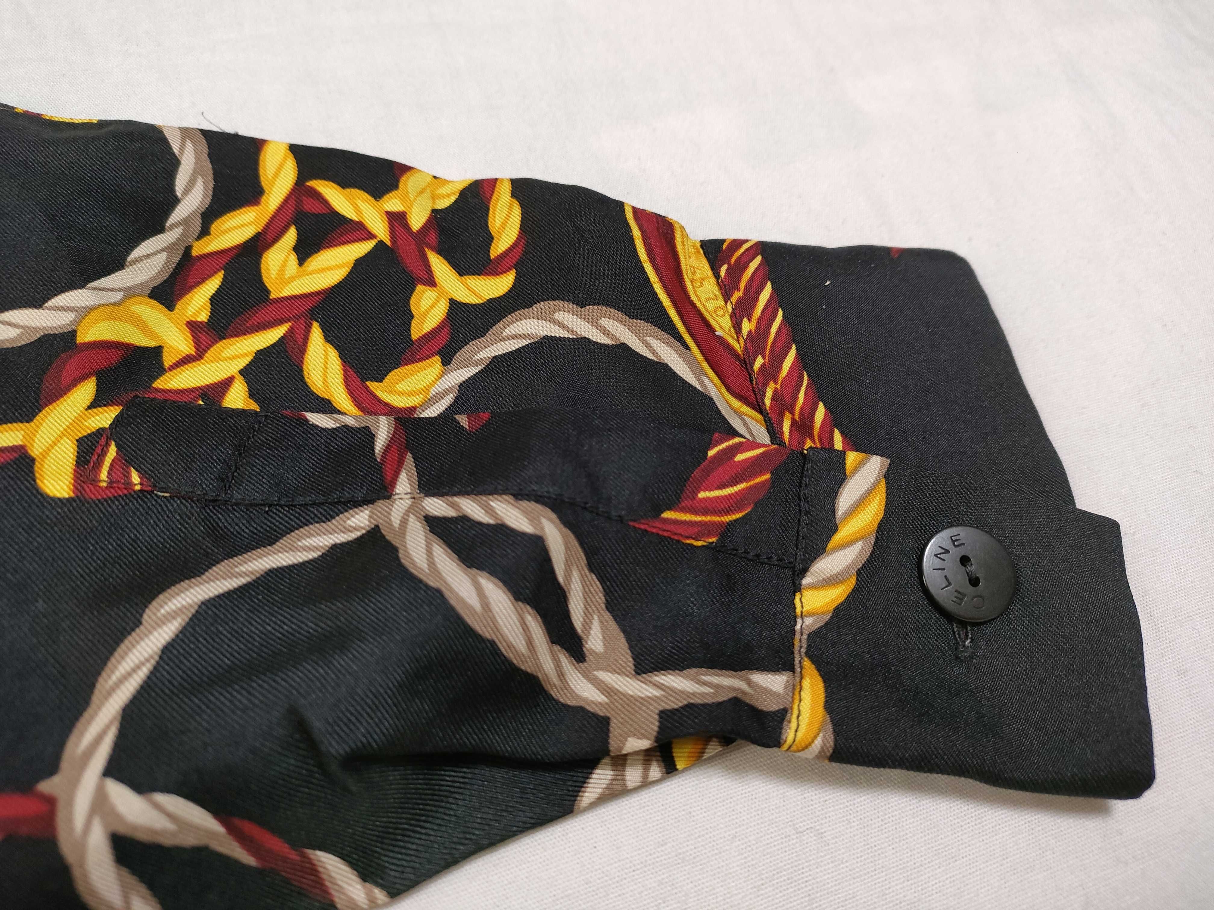 Vintage Celine Paris Saltimbanque Print Silk Blouse Size 36