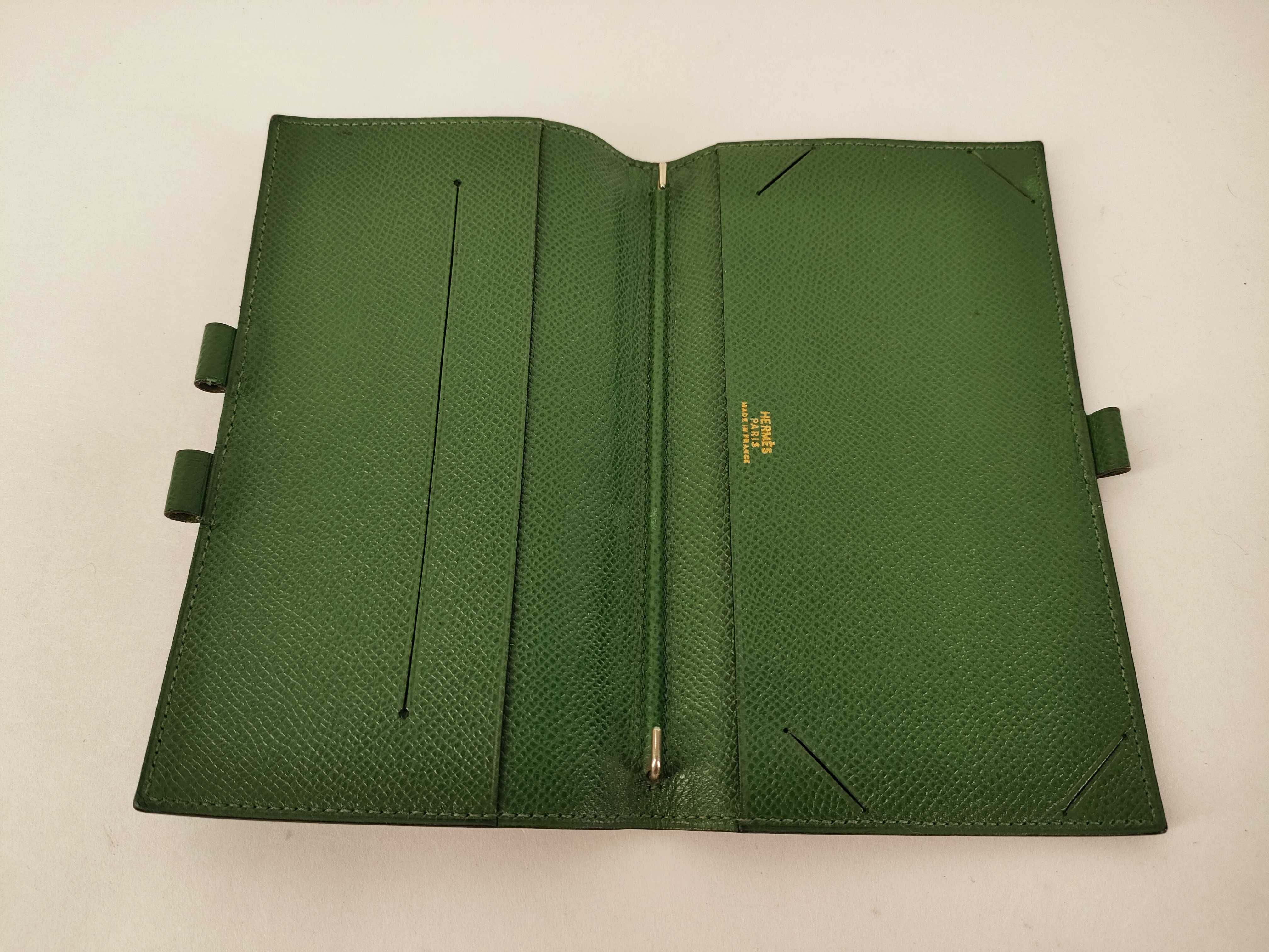 Hermes Green Epsom Leather Vision II Agenda Cover