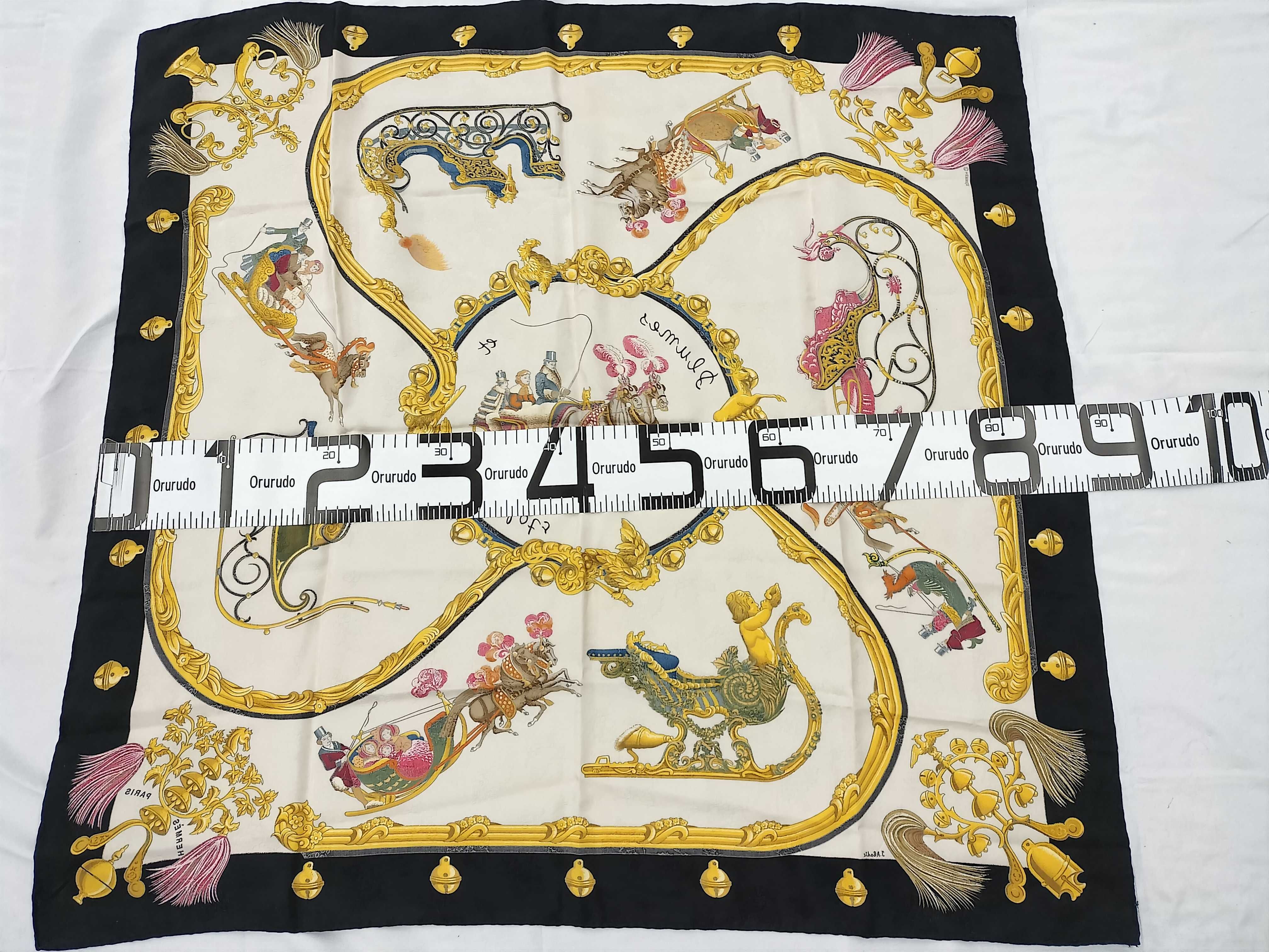 Hermes Plumes et Grelots Silk Jacquard Scarf by Julia Abadie
