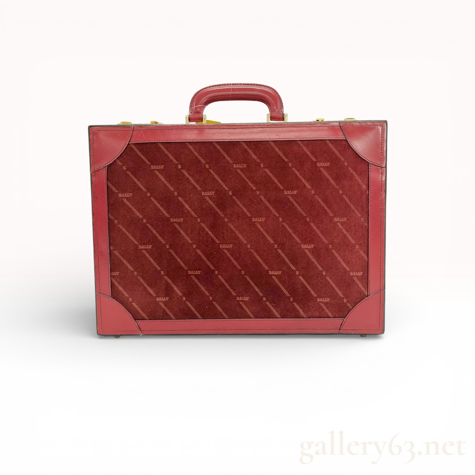 Bally Vintage Monogram Suede and Leather Hard-Sided Attache Briefcase