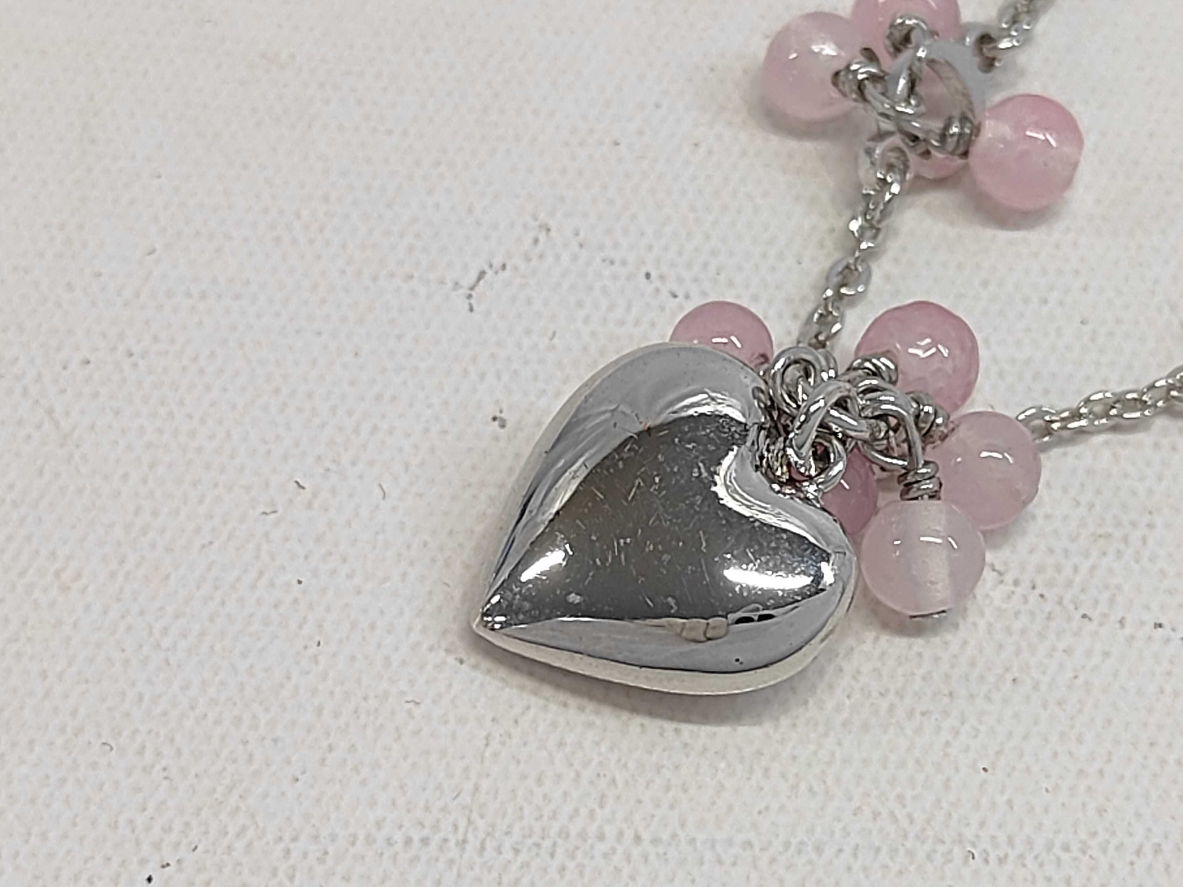Dior Silver-Tone Heart and Pink Bead Charm Bracelet