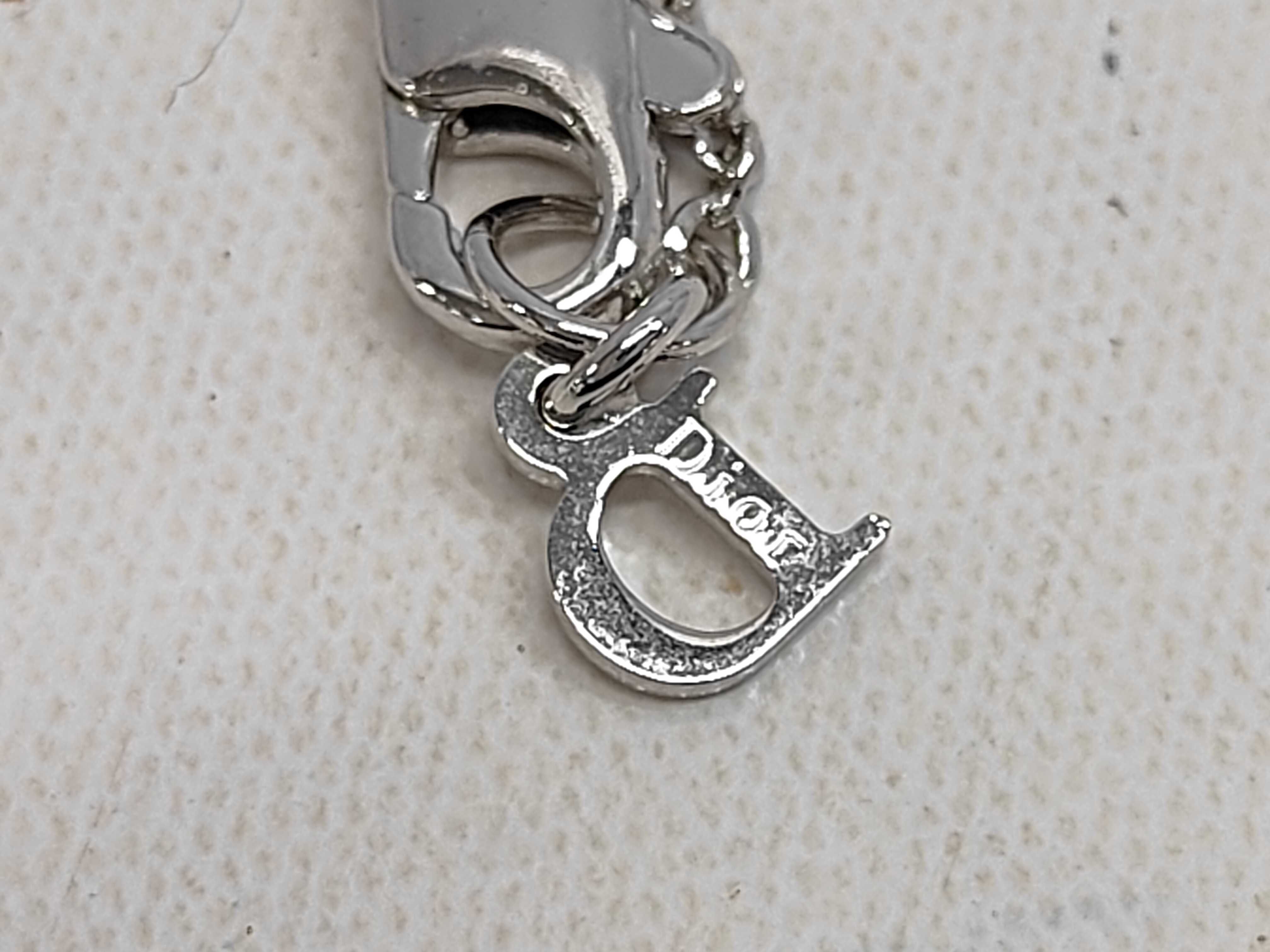 Dior Silver-Tone Heart and Pink Bead Charm Bracelet