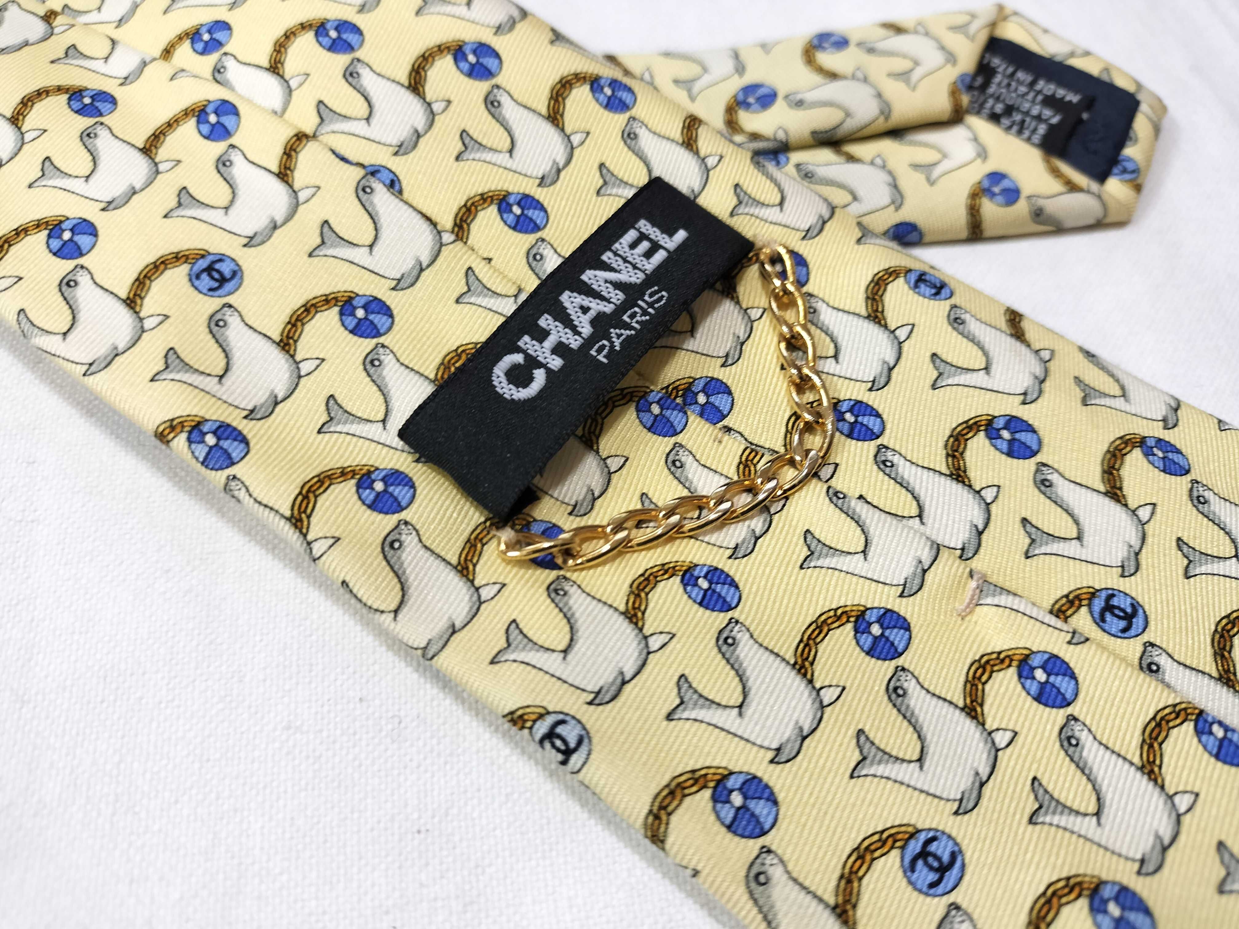 Chanel Silk Necktie, Seal and Beach Ball Pattern