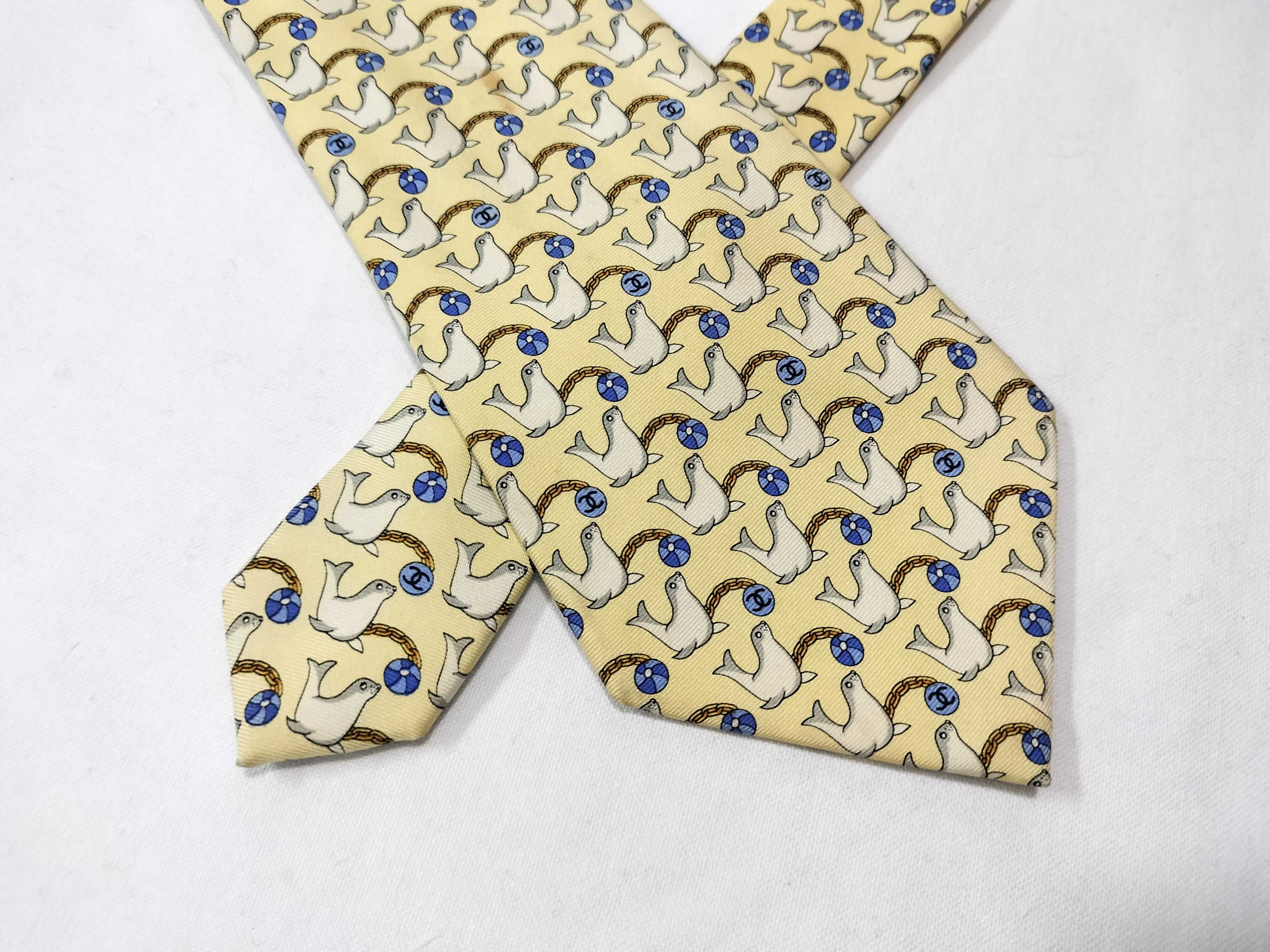 Chanel Silk Necktie, Seal and Beach Ball Pattern