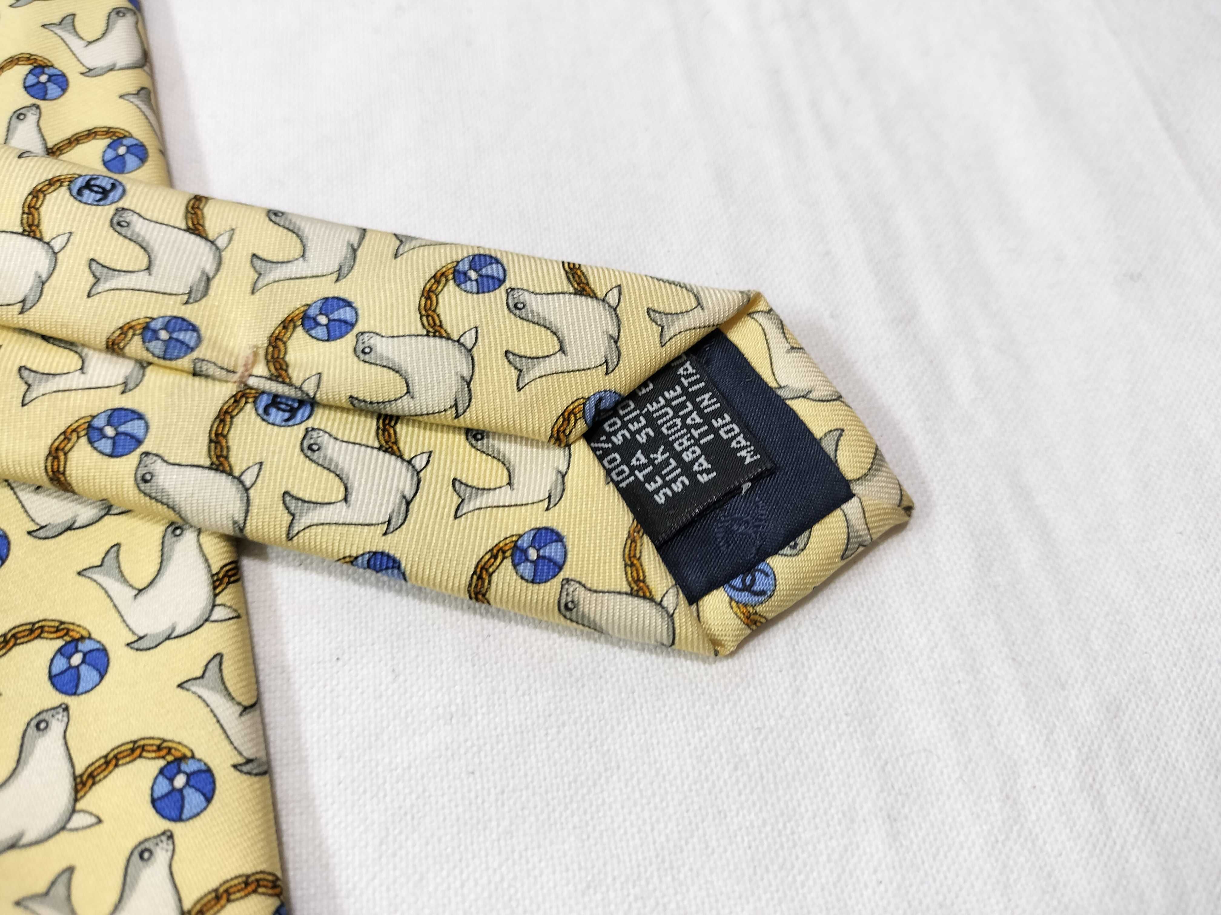 Chanel Silk Necktie, Seal and Beach Ball Pattern