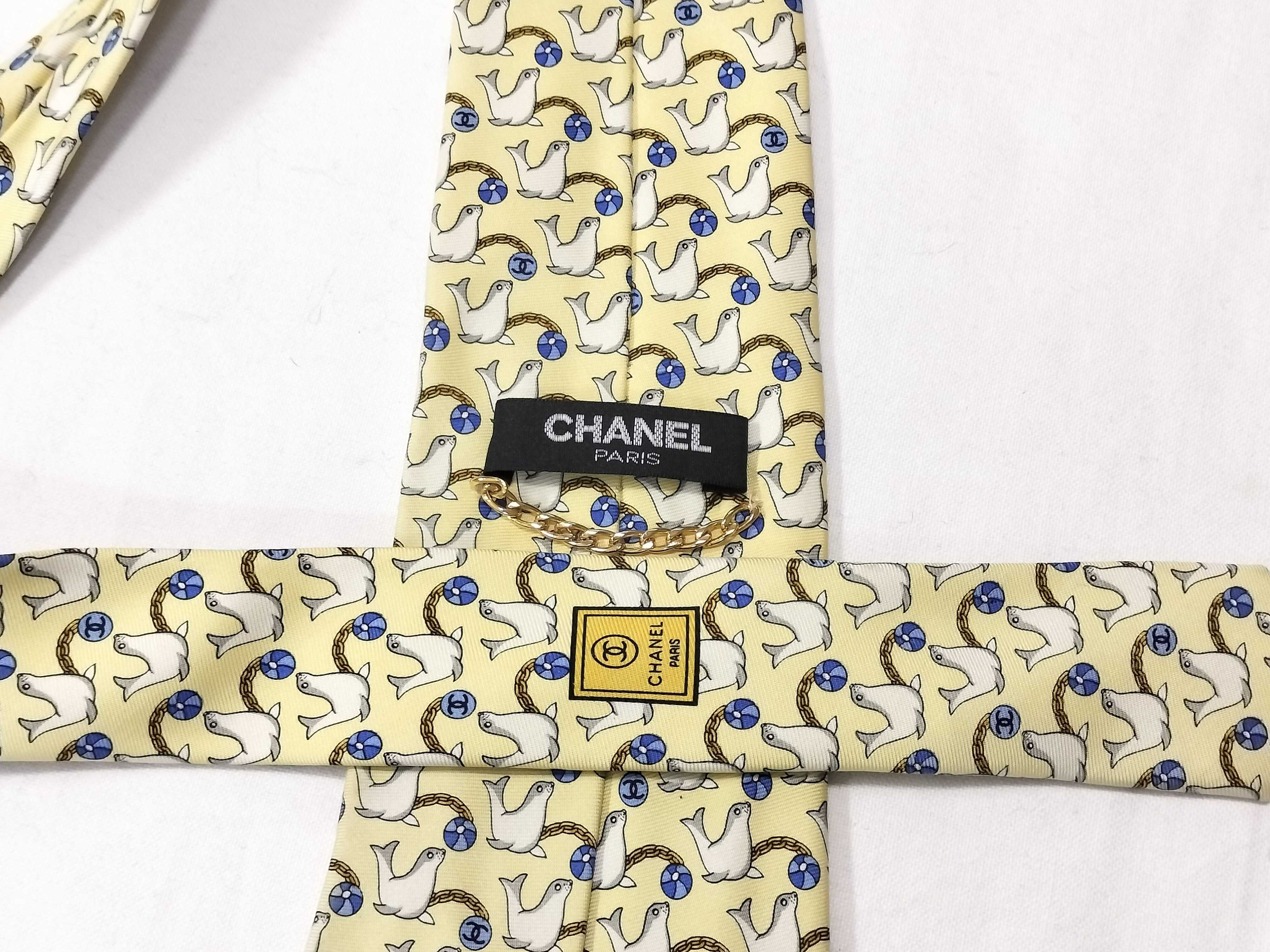 Chanel Silk Necktie, Seal and Beach Ball Pattern