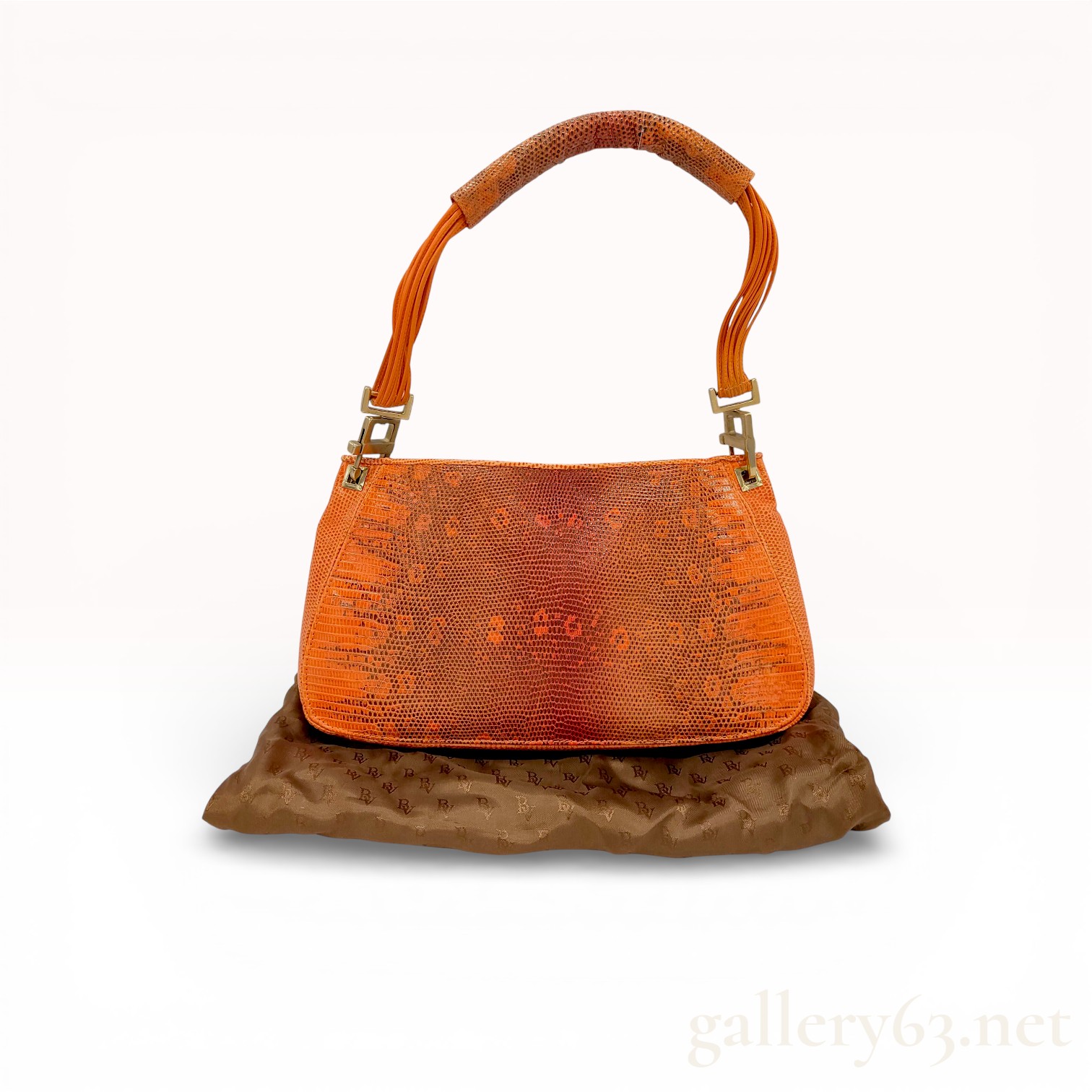 Bottega Veneta S/S 2000 Orange Ring Lizard Skin Shoulder Bag