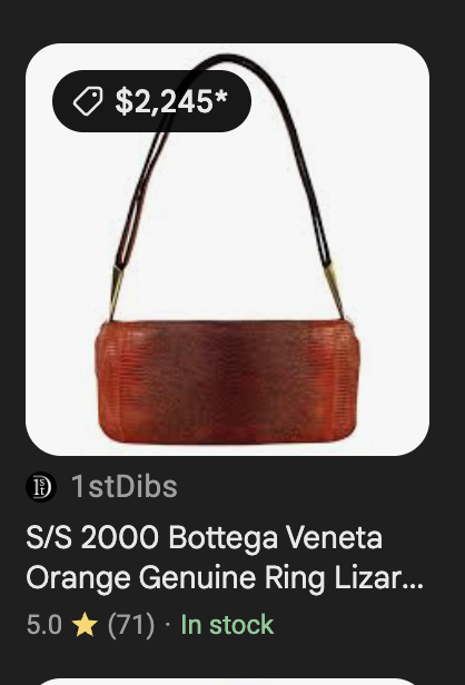 Bottega Veneta S/S 2000 Orange Ring Lizard Skin Shoulder Bag
