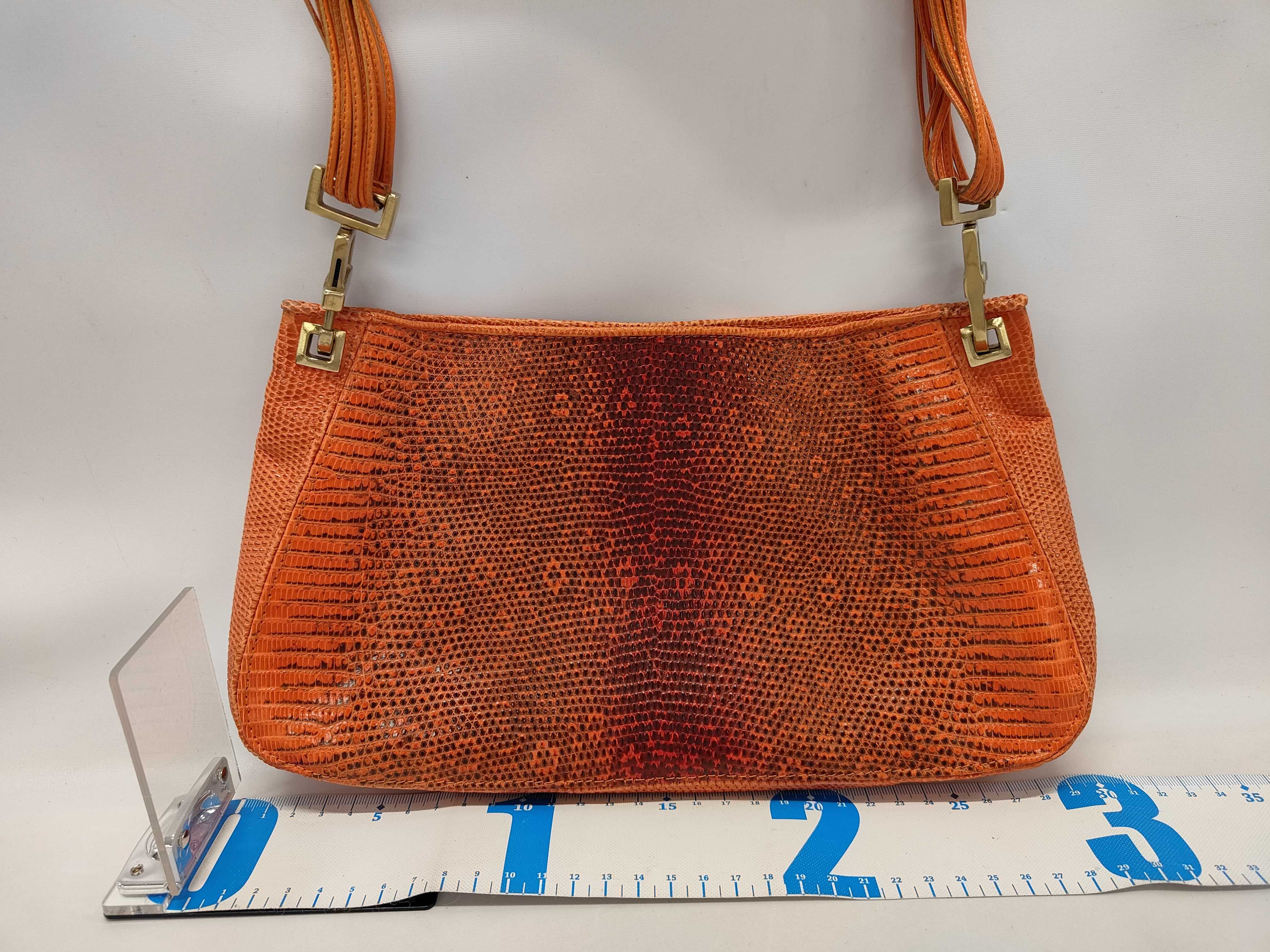 Bottega Veneta S/S 2000 Orange Ring Lizard Skin Shoulder Bag