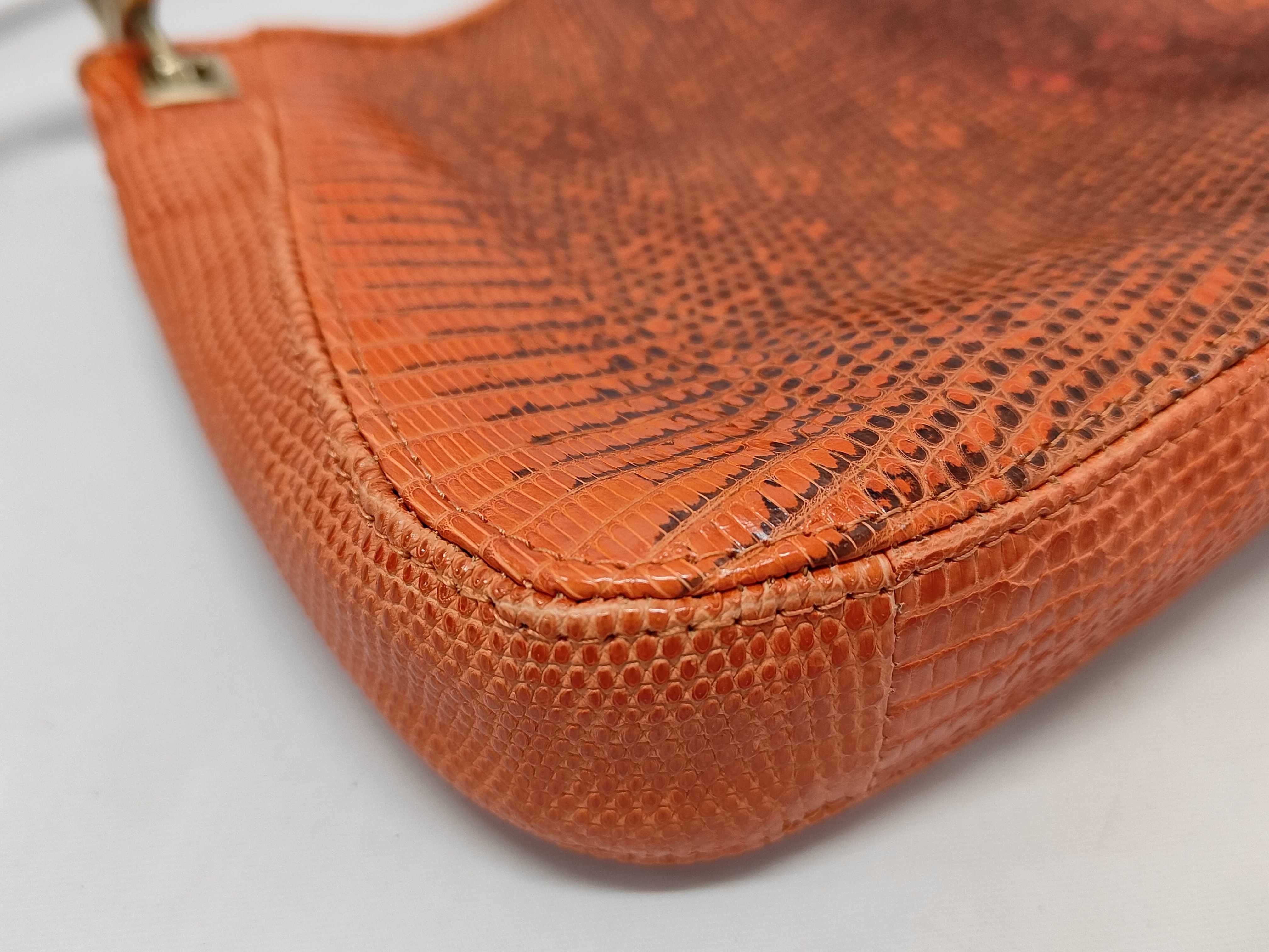 Bottega Veneta S/S 2000 Orange Ring Lizard Skin Shoulder Bag