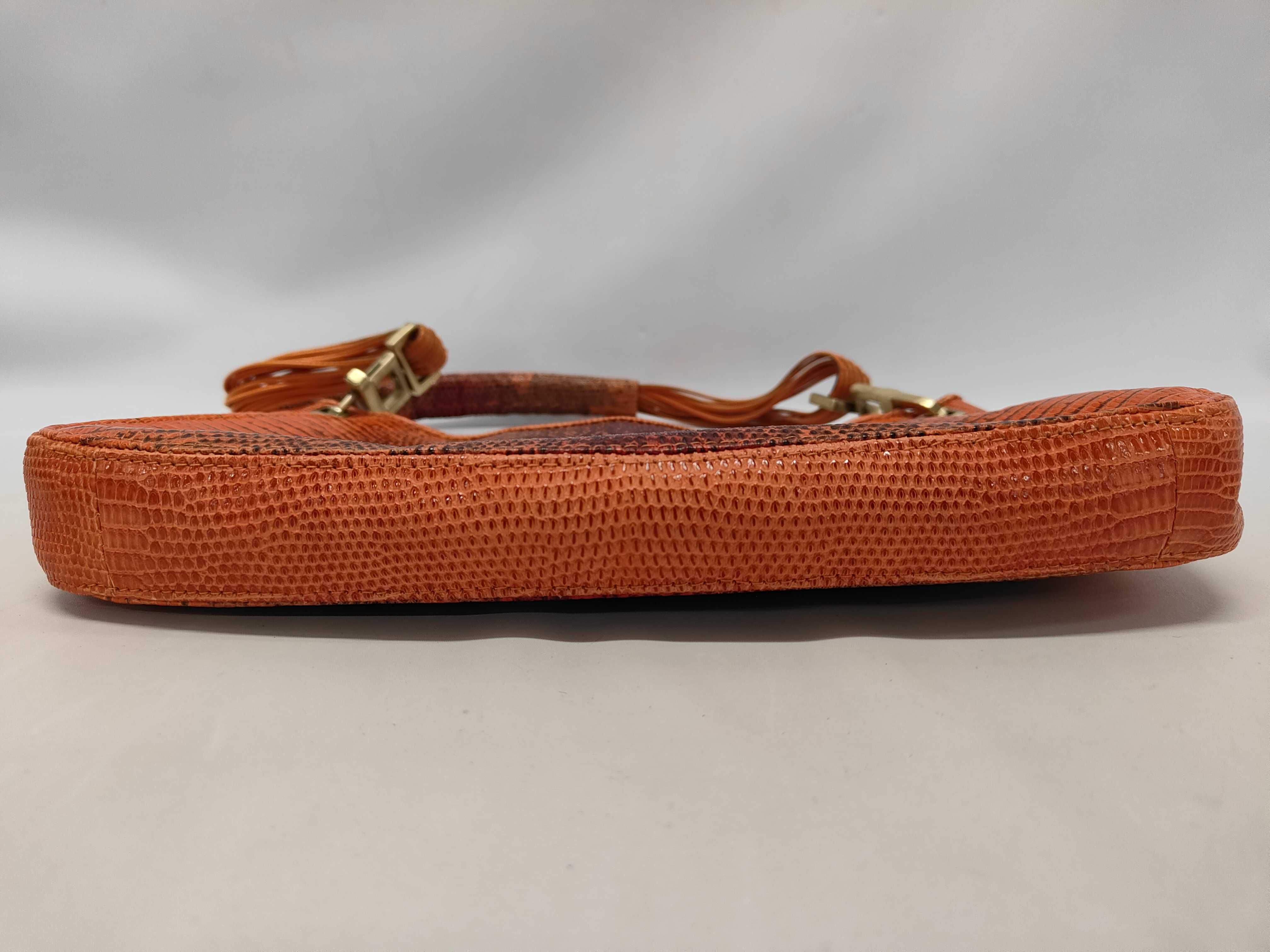 Bottega Veneta S/S 2000 Orange Ring Lizard Skin Shoulder Bag