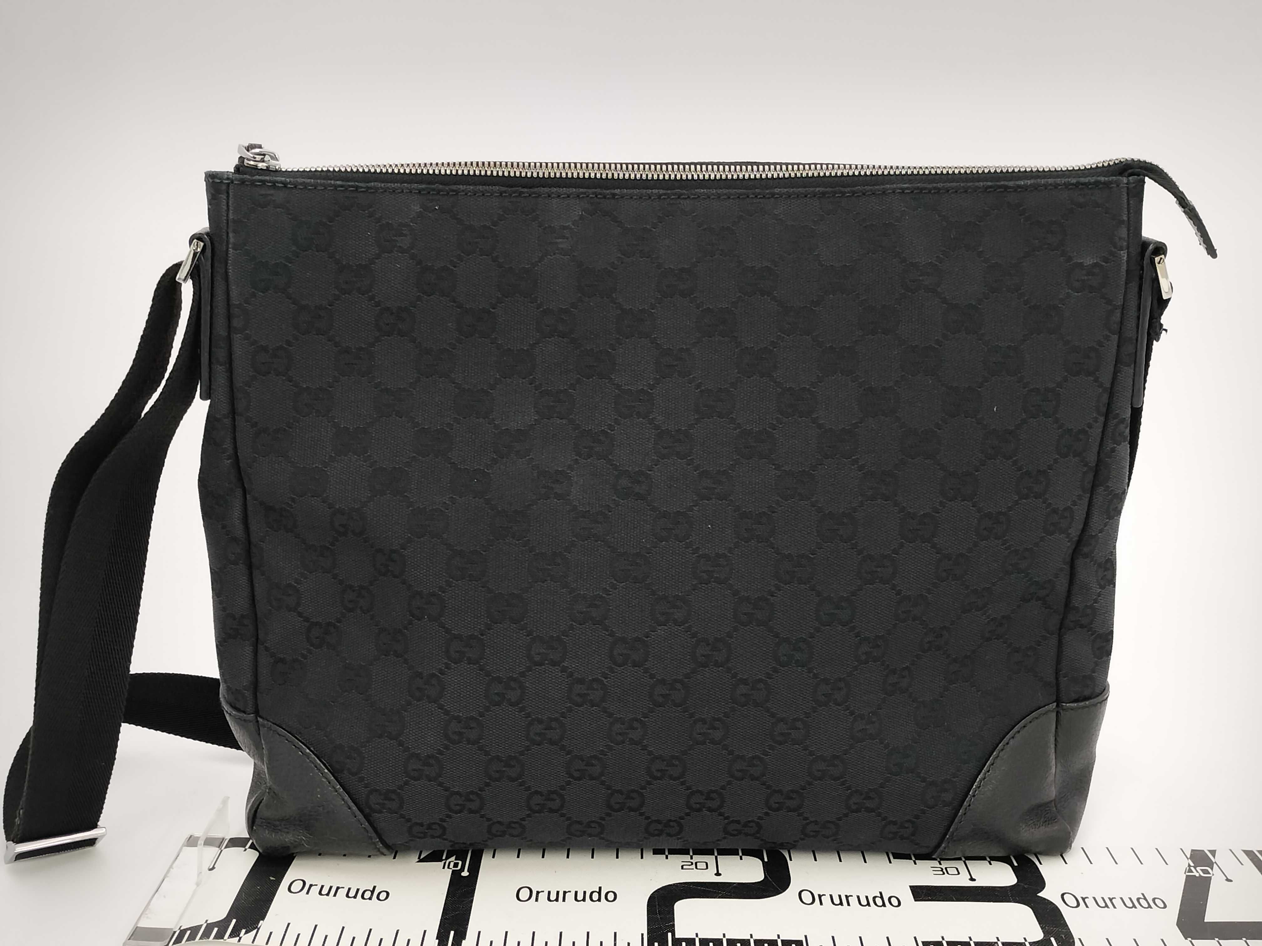 Gucci Black GG Monogram Nylon Messenger Bag