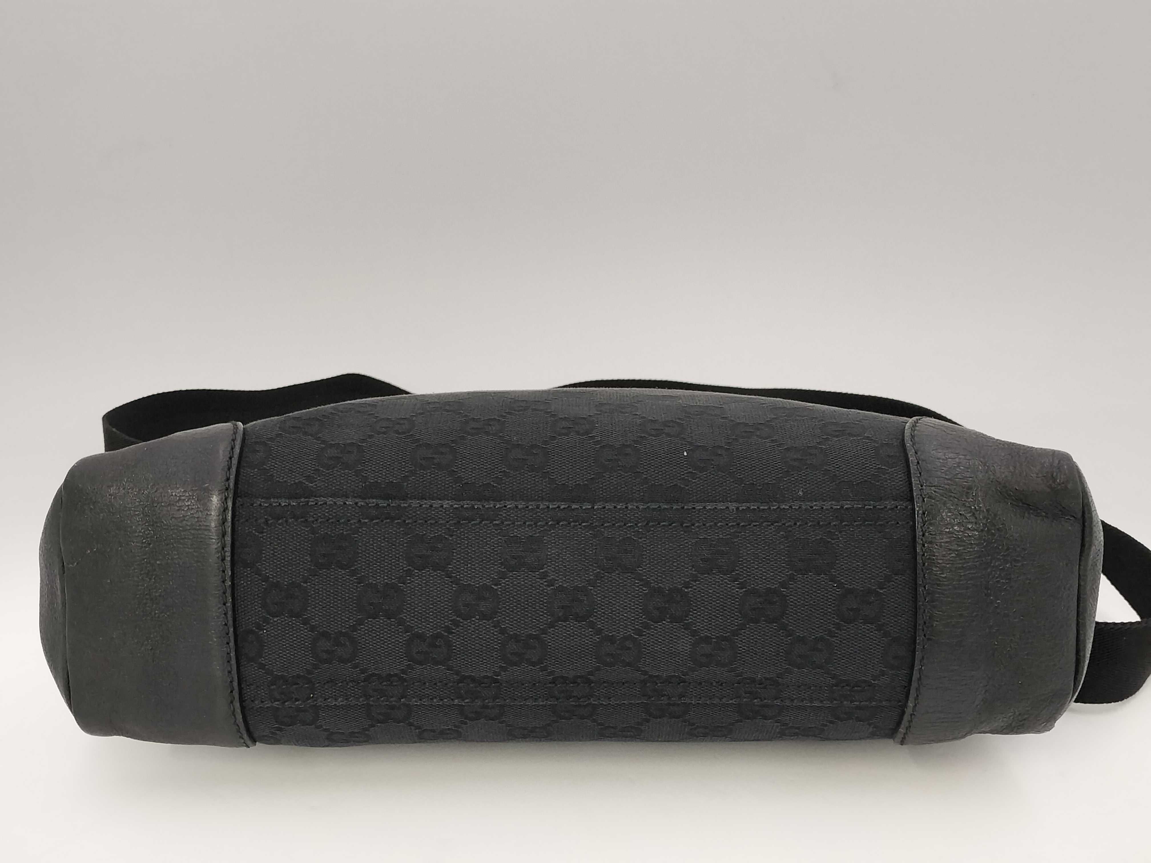 Gucci Black GG Monogram Nylon Messenger Bag