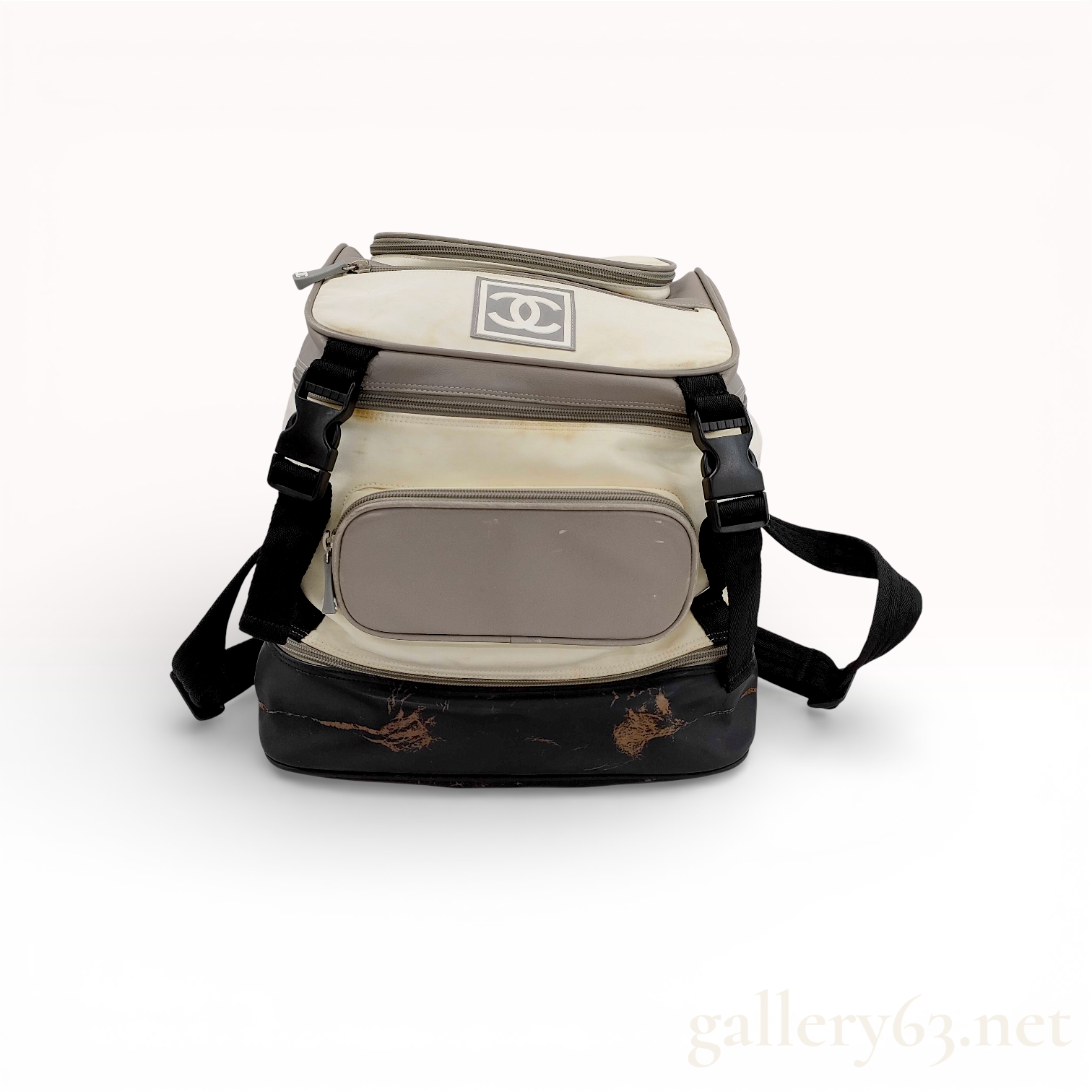Chanel Vintage Sport Line Nylon Backpack, Cream, Gray, and Black