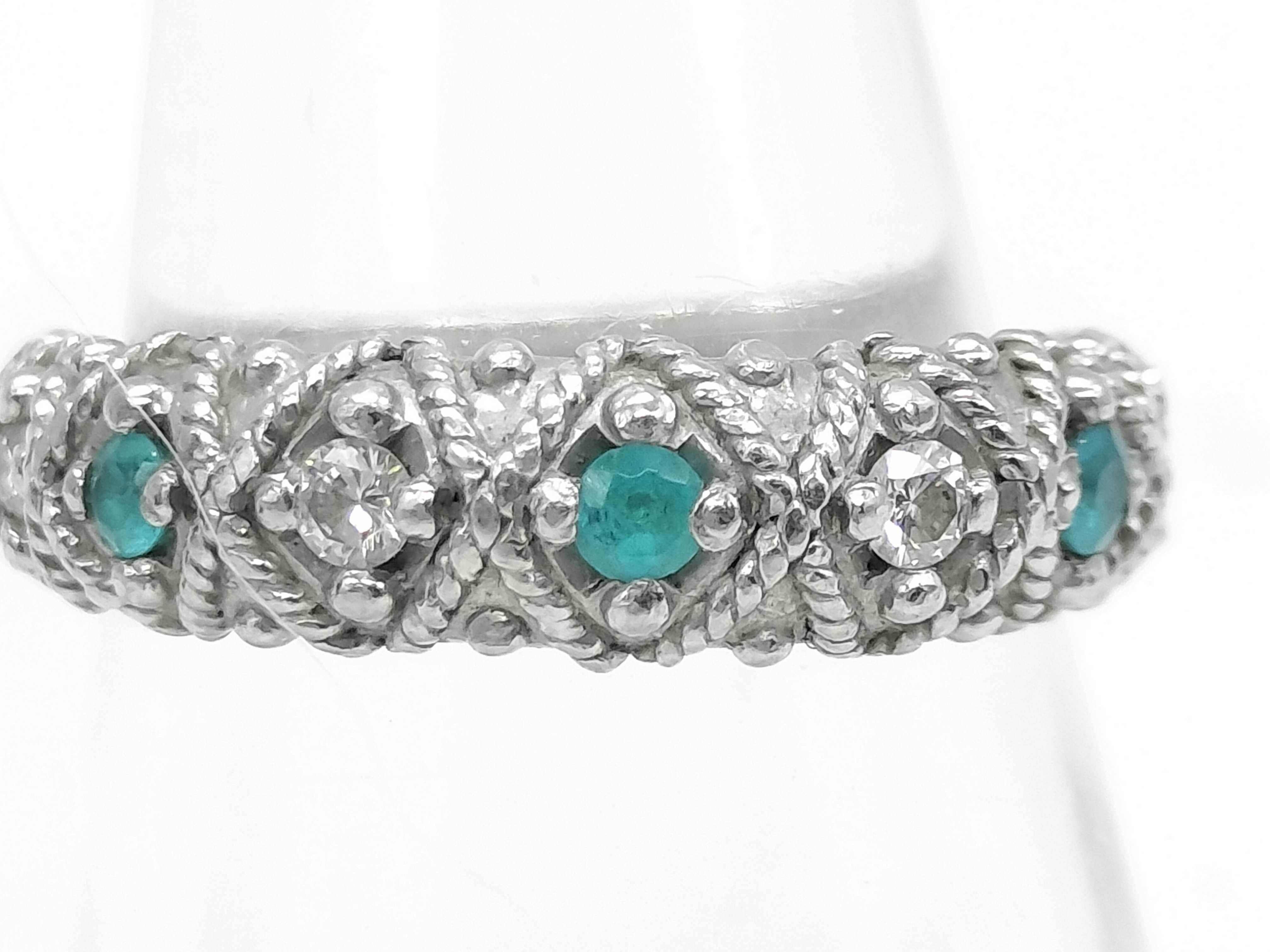 Platinum, Neon Paraiba Tourmaline and Diamond Band