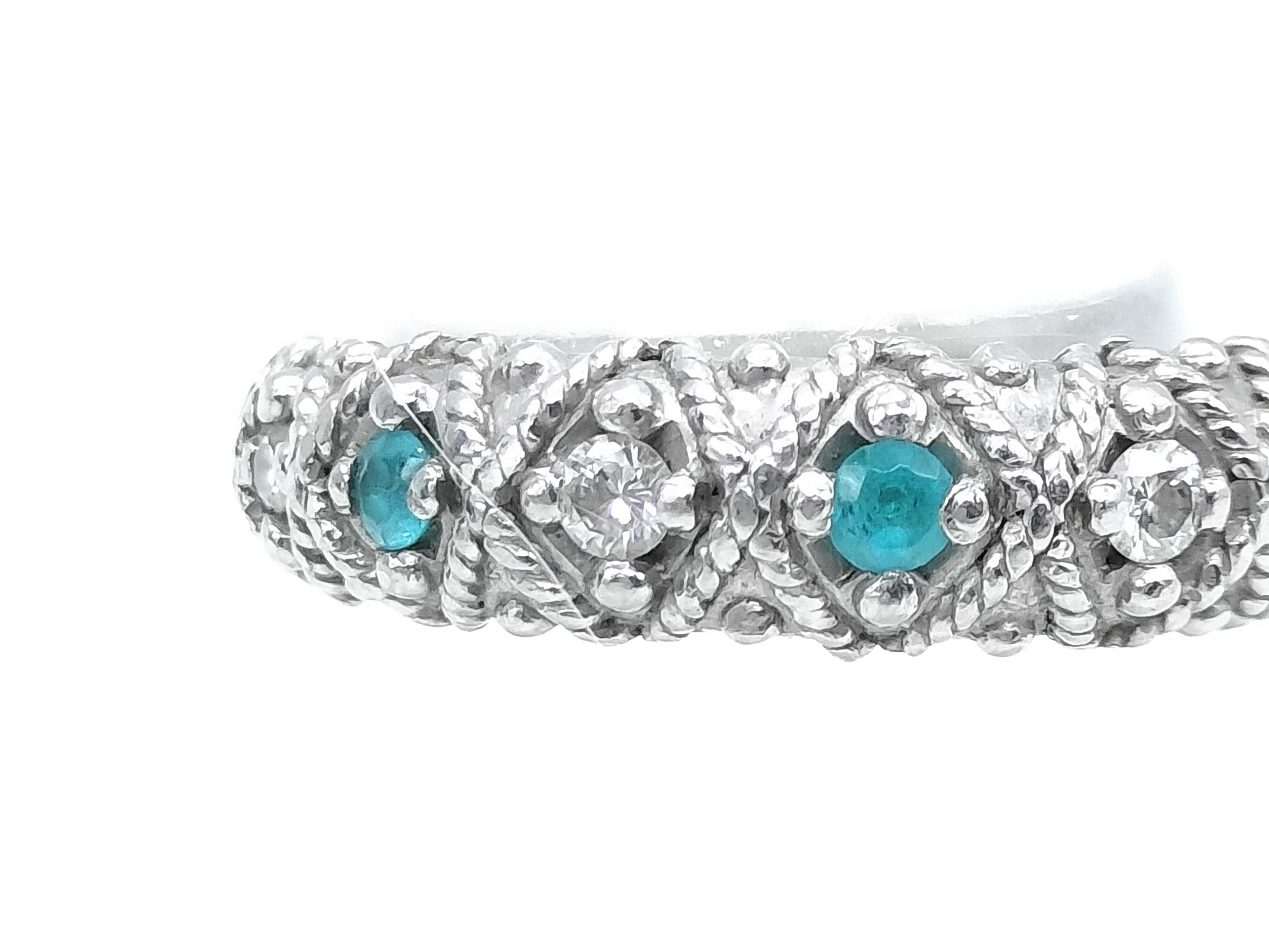 Platinum, Neon Paraiba Tourmaline and Diamond Band