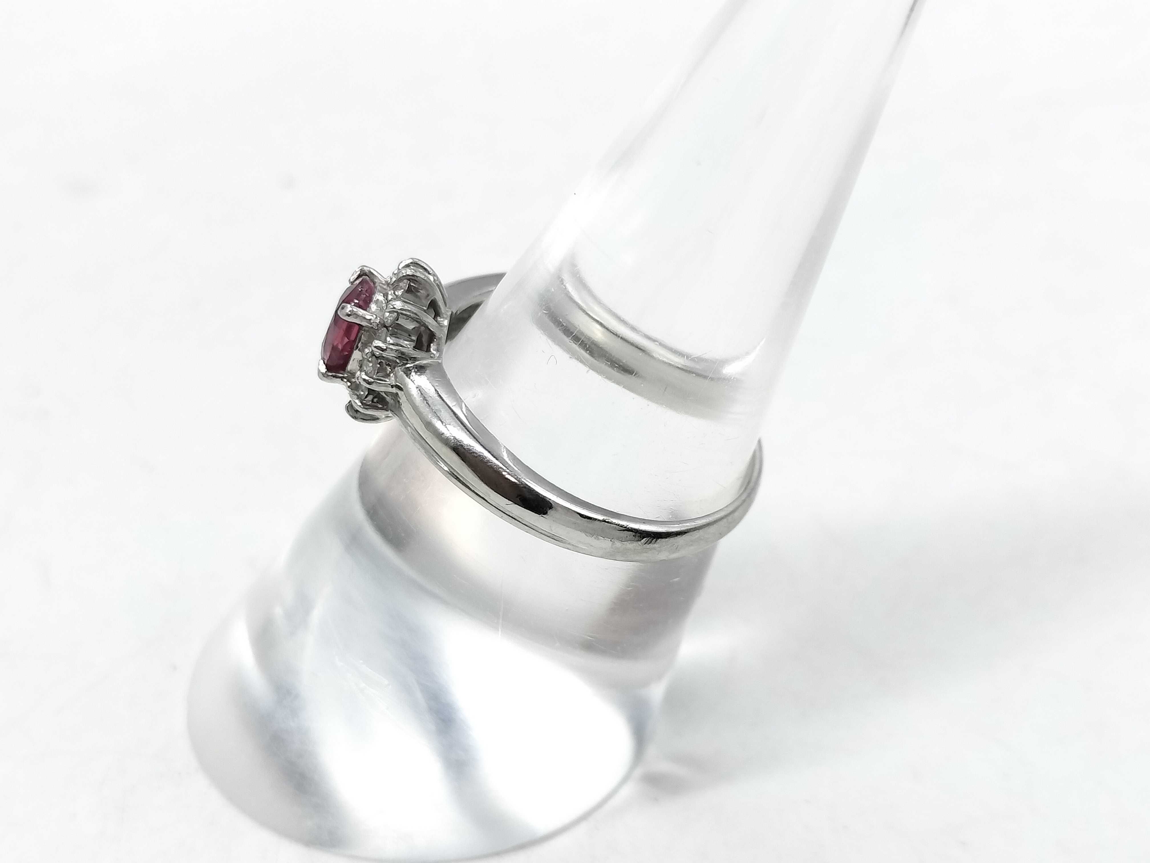 Platinum.60ct Ruby and.15ctw Diamond Cluster Ring