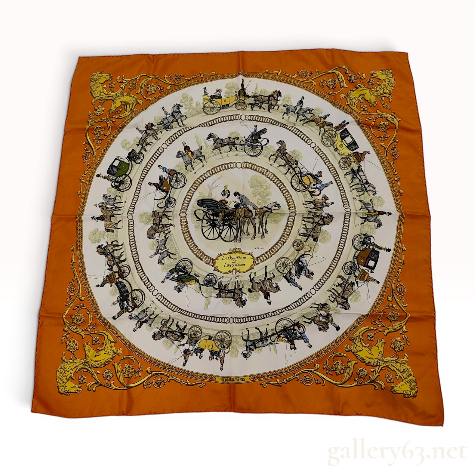 Hermes La Promenade de Longchamps Silk Scarf by Philippe Ledoux