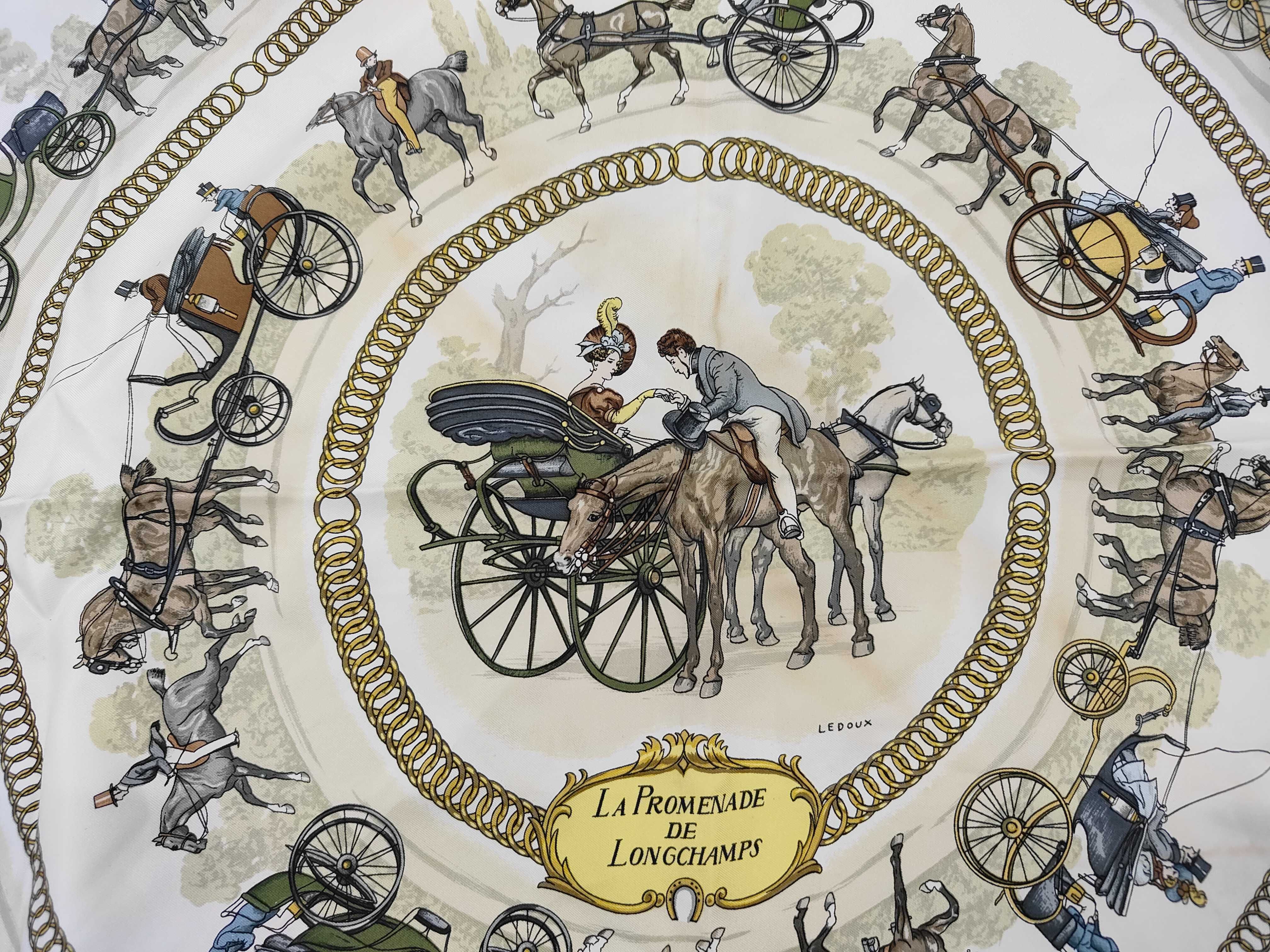 Hermes La Promenade de Longchamps Silk Scarf by Philippe Ledoux
