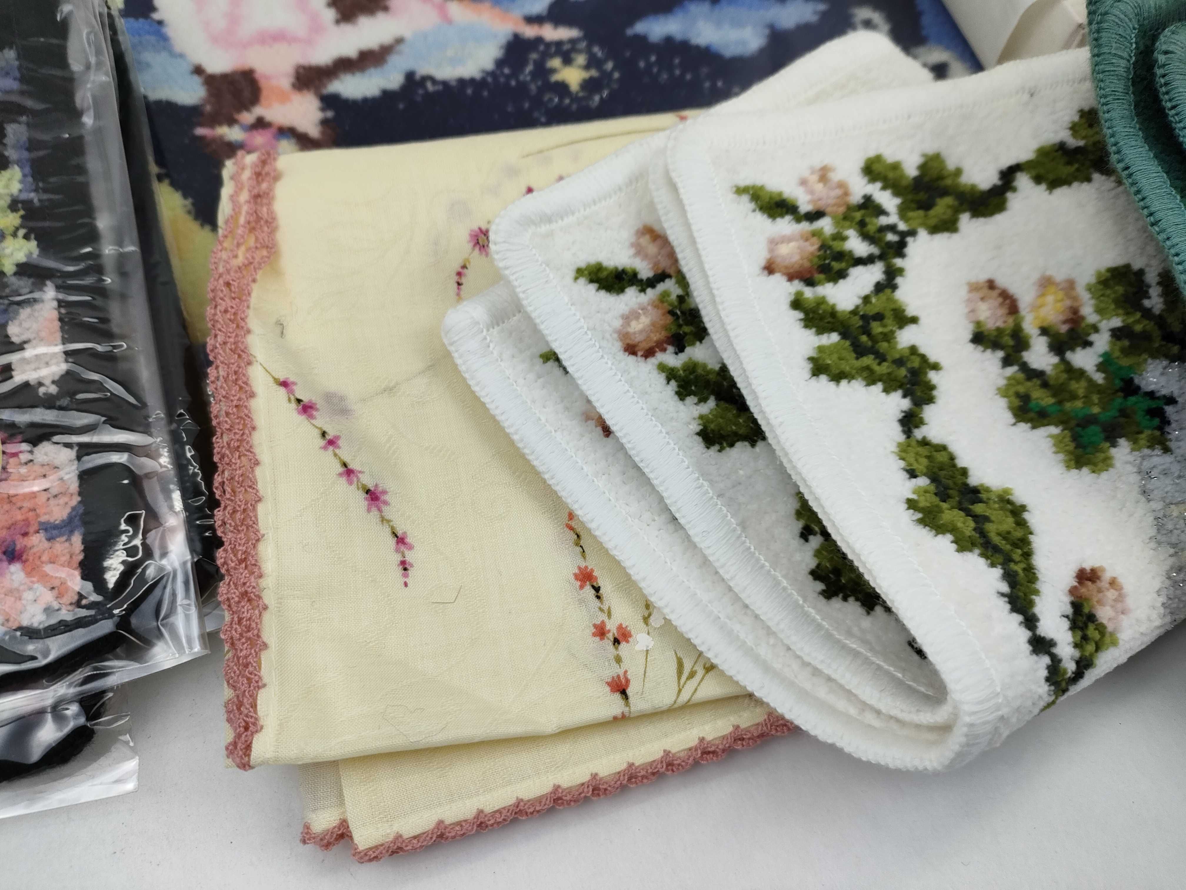 A Collection of Feiler German Chenille Hand Towels and Pocket Squares