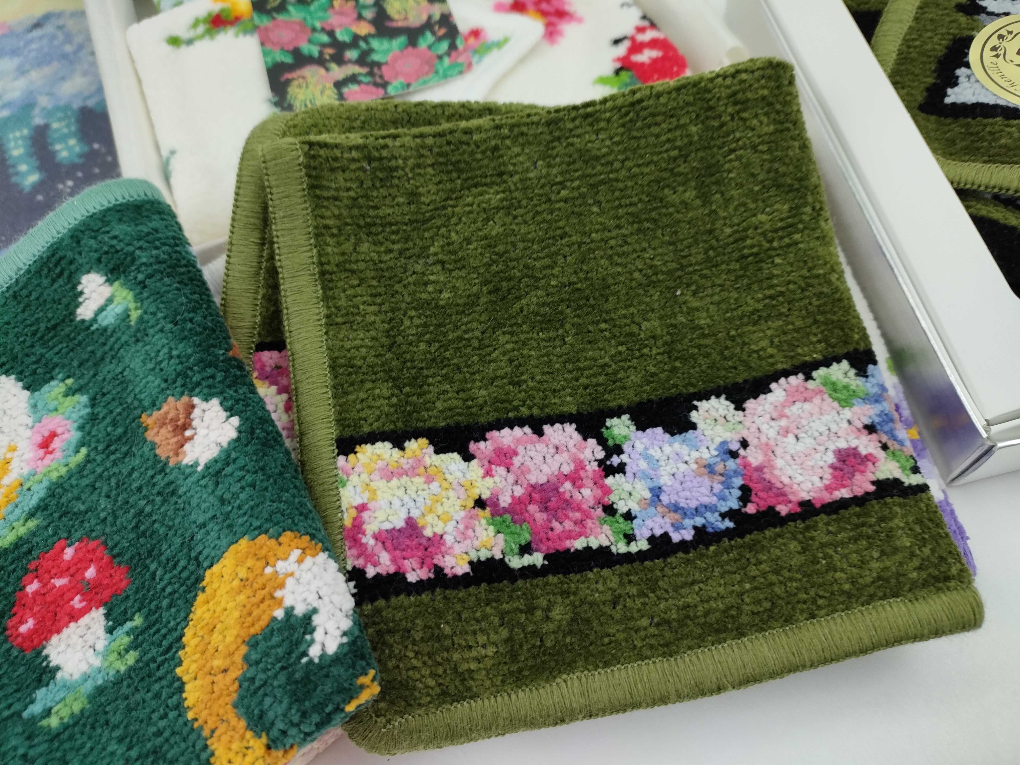 A Collection of Feiler German Chenille Hand Towels and Pocket Squares