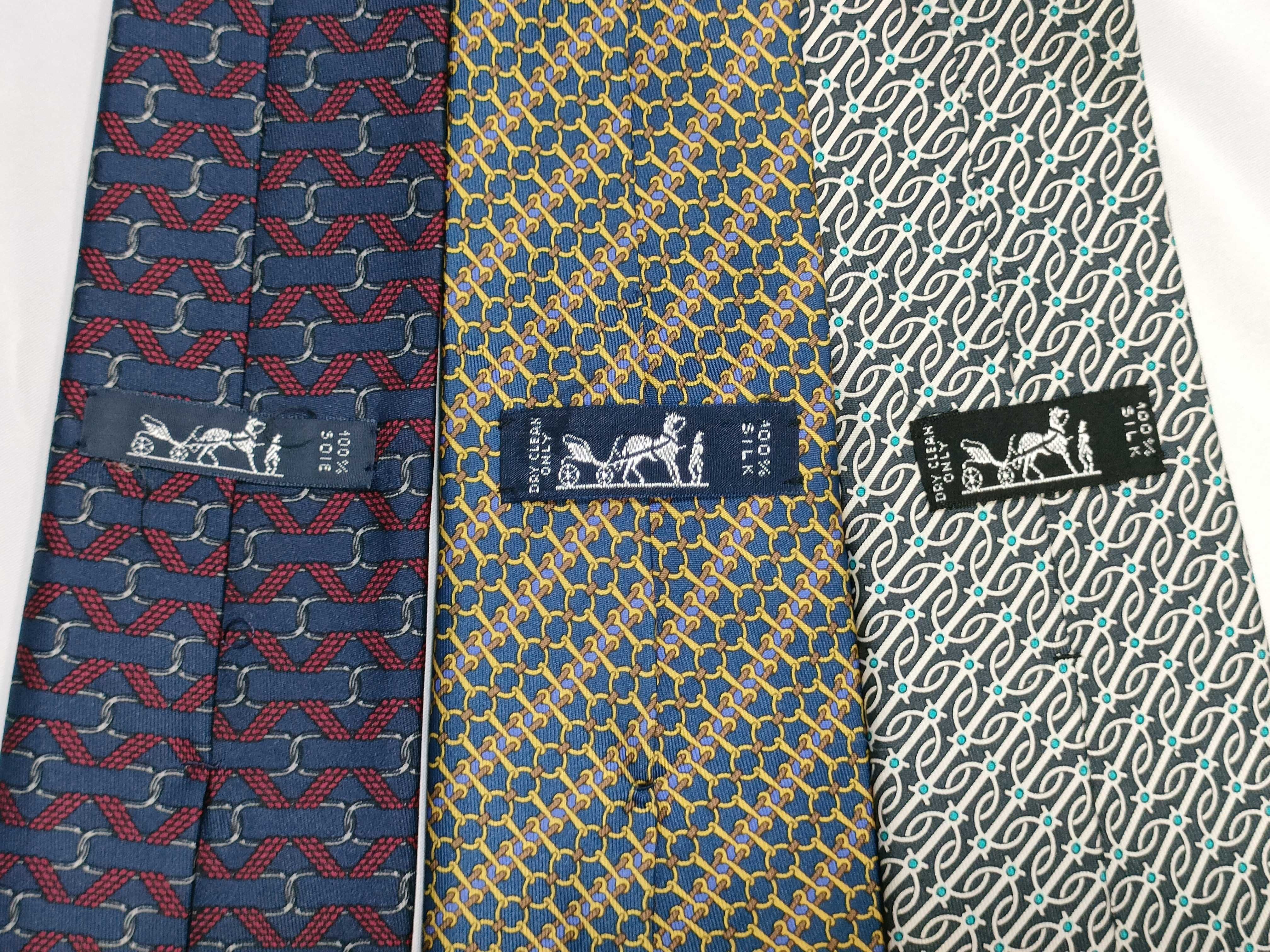 Three Hermes Silk Printed Neckties