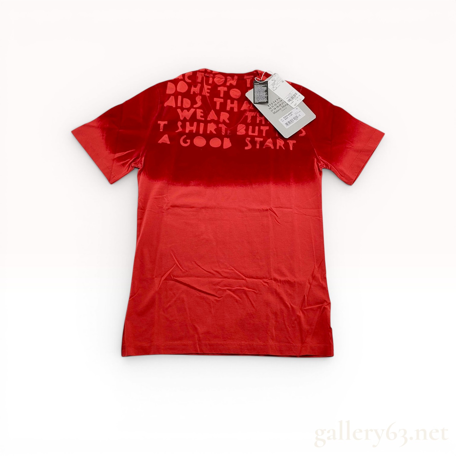 Maison Margiela MM6 Red Cotton V-Neck T-Shirt