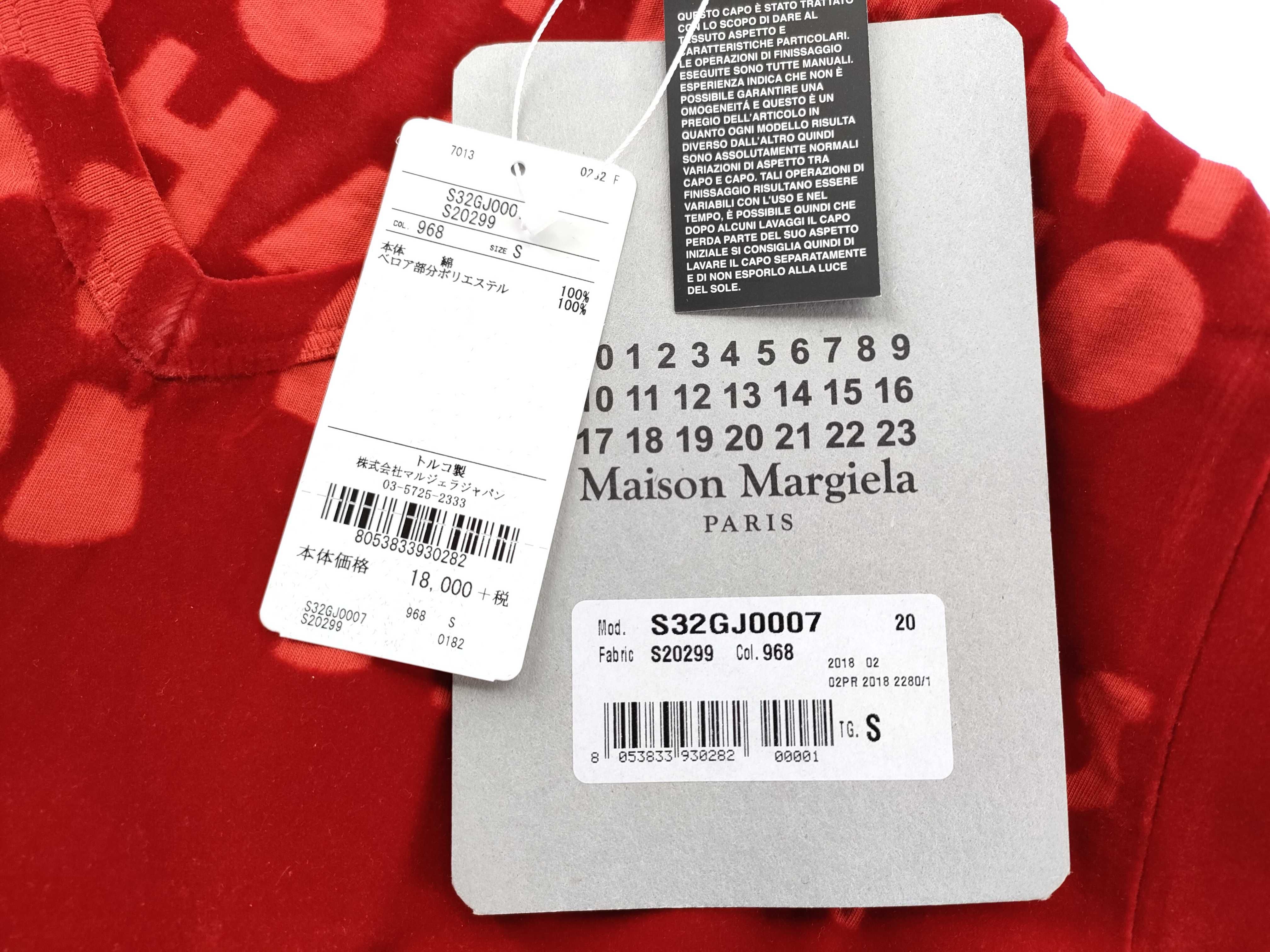 Maison Margiela MM6 Red Cotton V-Neck T-Shirt