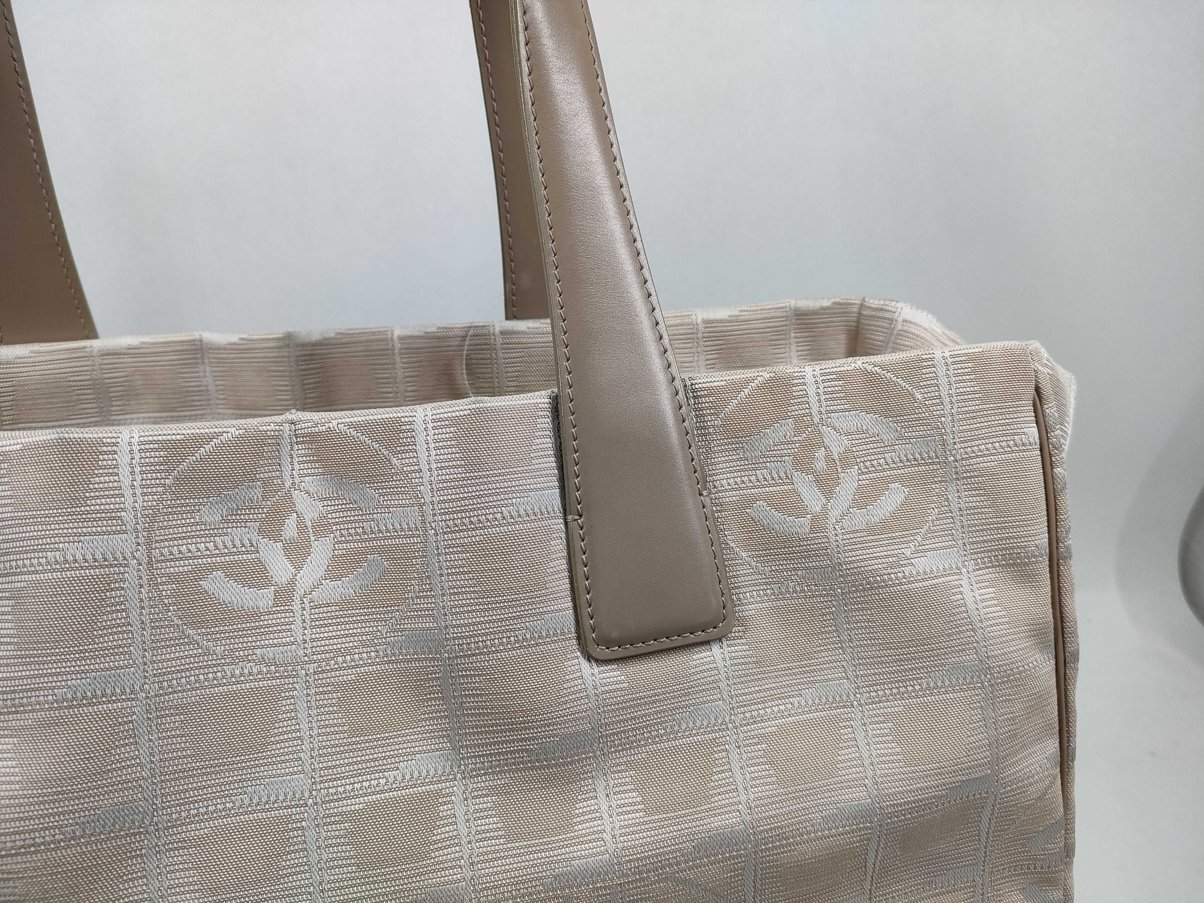 Chanel New Travel Line MM Tote Bag in Beige Jacquard
