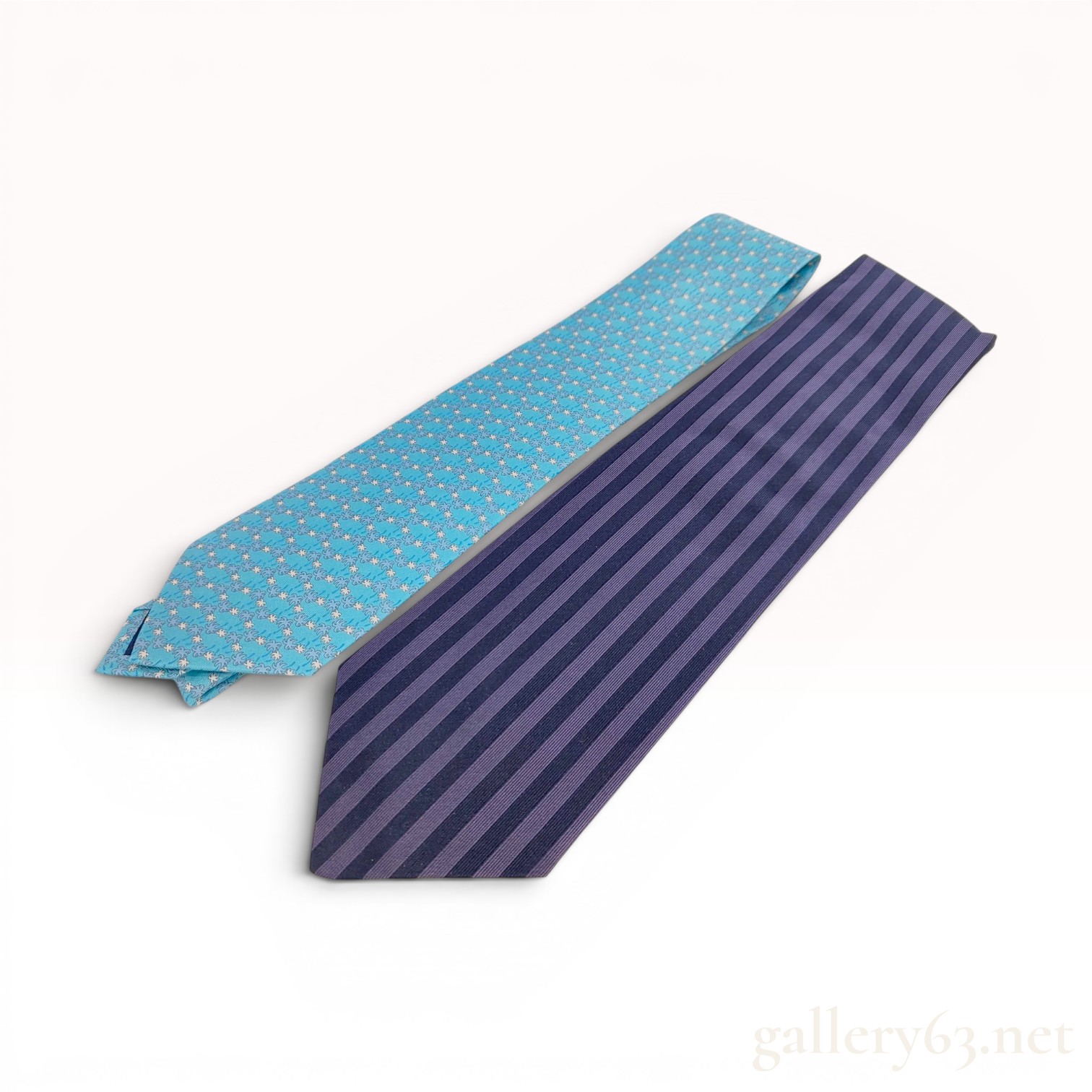 Two Designer Silk Neckties by Salvatore Ferragamo and Etro Milano w/Box