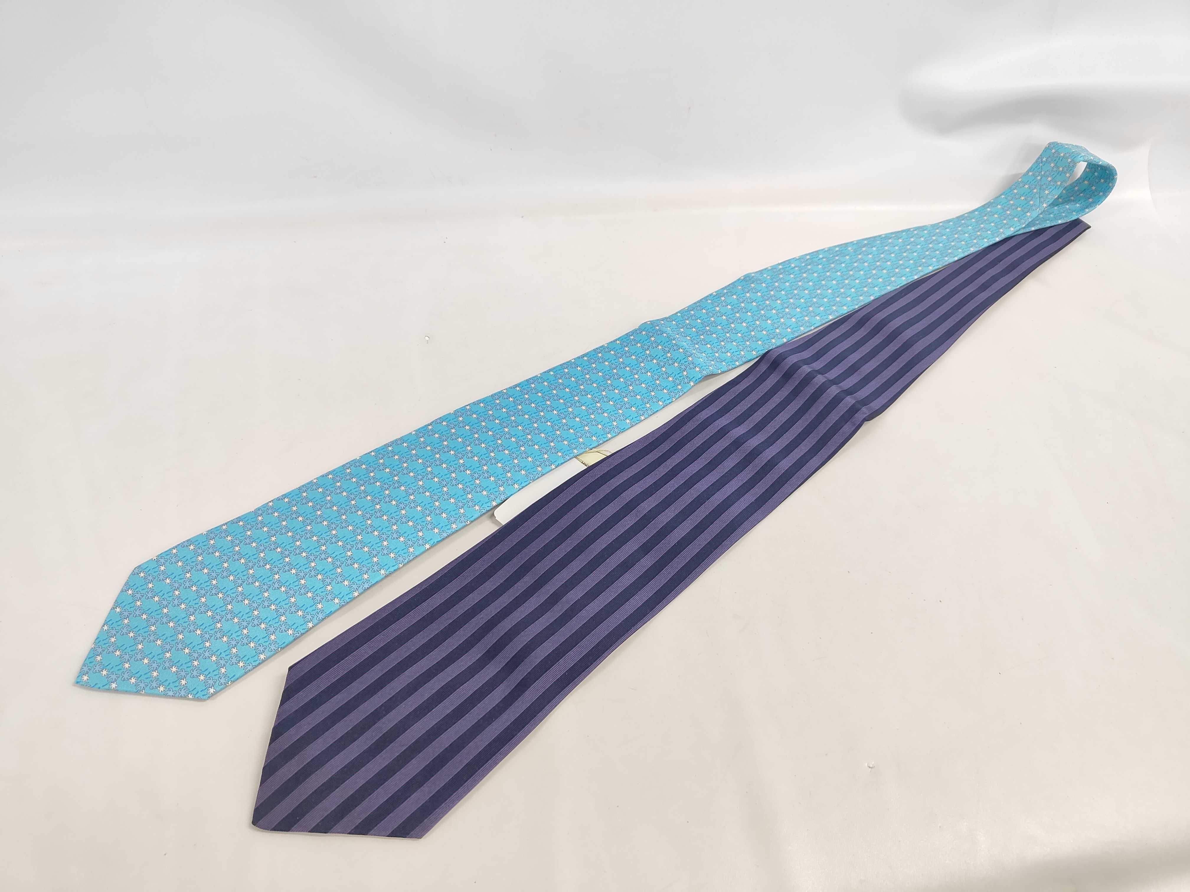 Two Designer Silk Neckties by Salvatore Ferragamo and Etro Milano w/Box