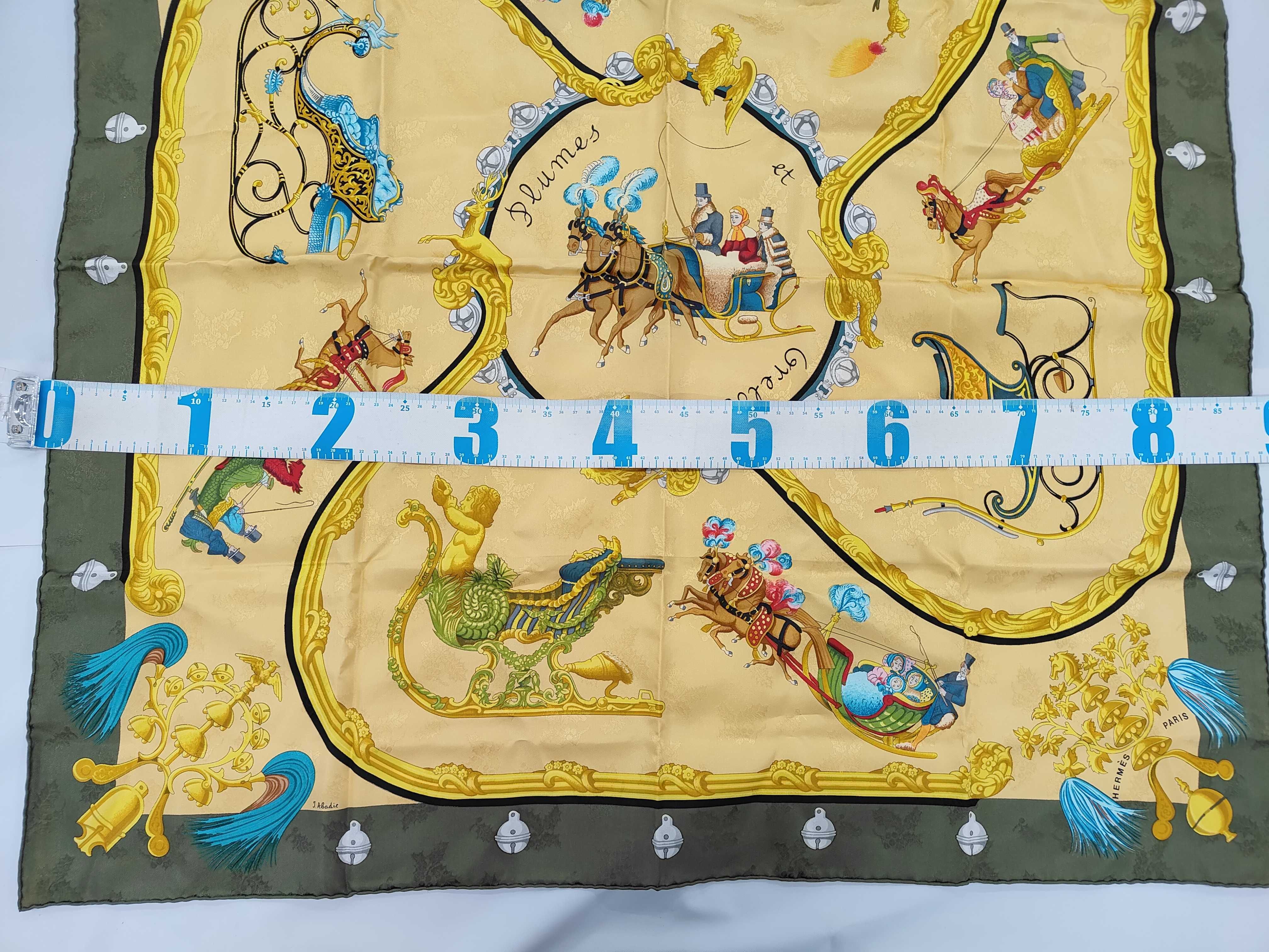Hermes Plumes et Grelots Silk Jacquard Scarf by Julia Abadie