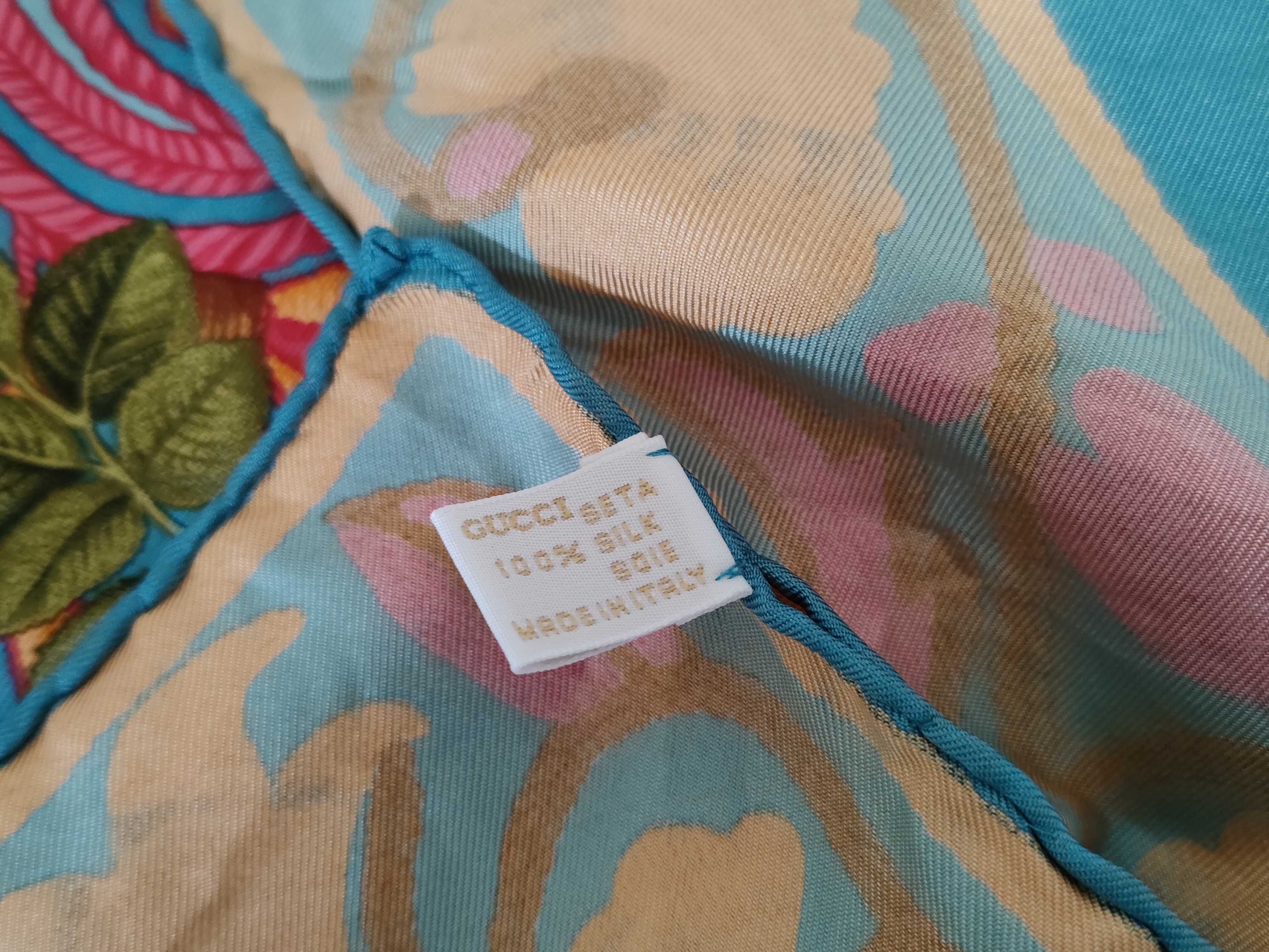 Large Gucci Silk Scarf with Floral and Paisley Pattern