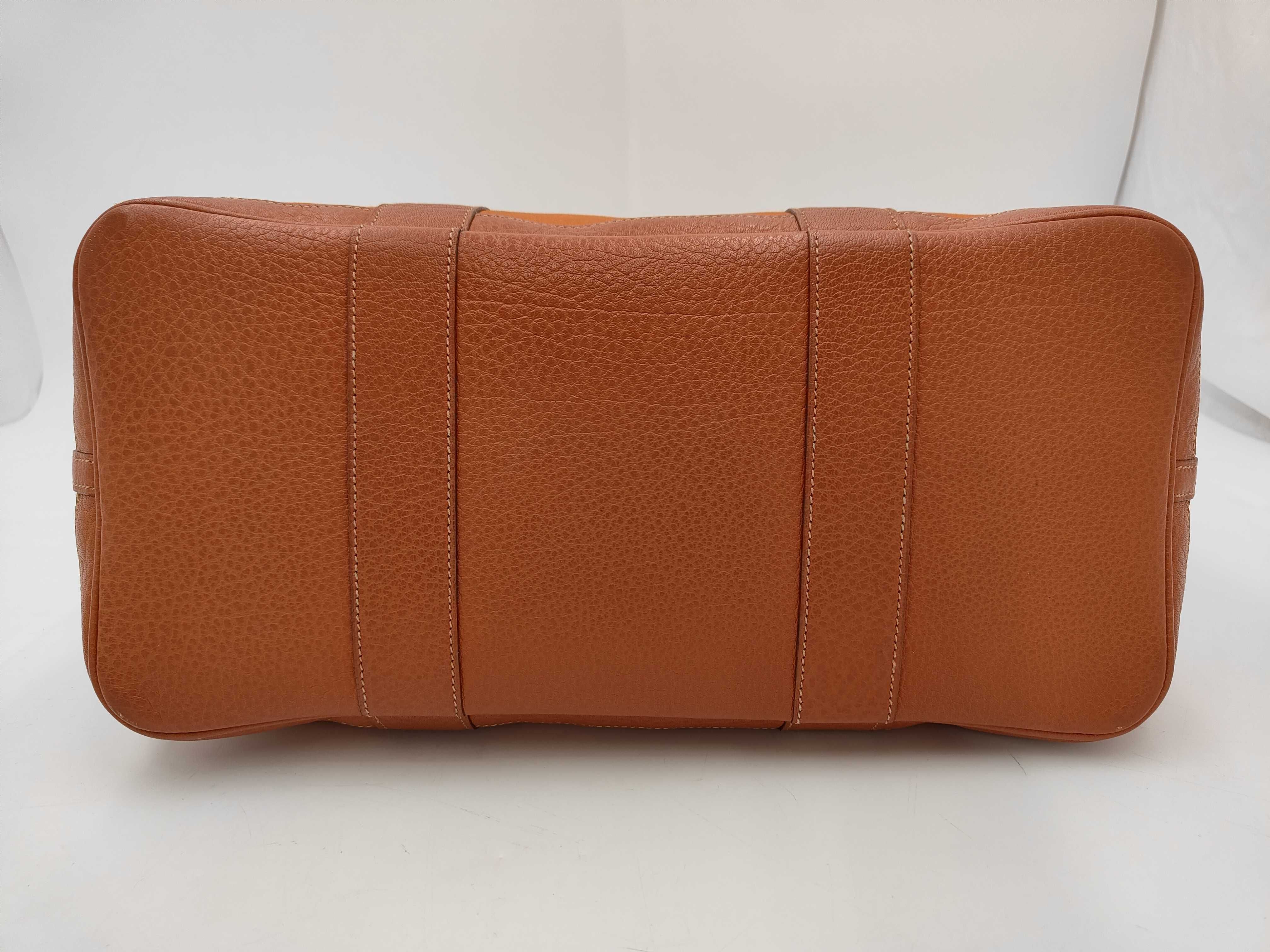 Hermes Garden Party 36 Orange Canvas and Brown Leather Tote Bag