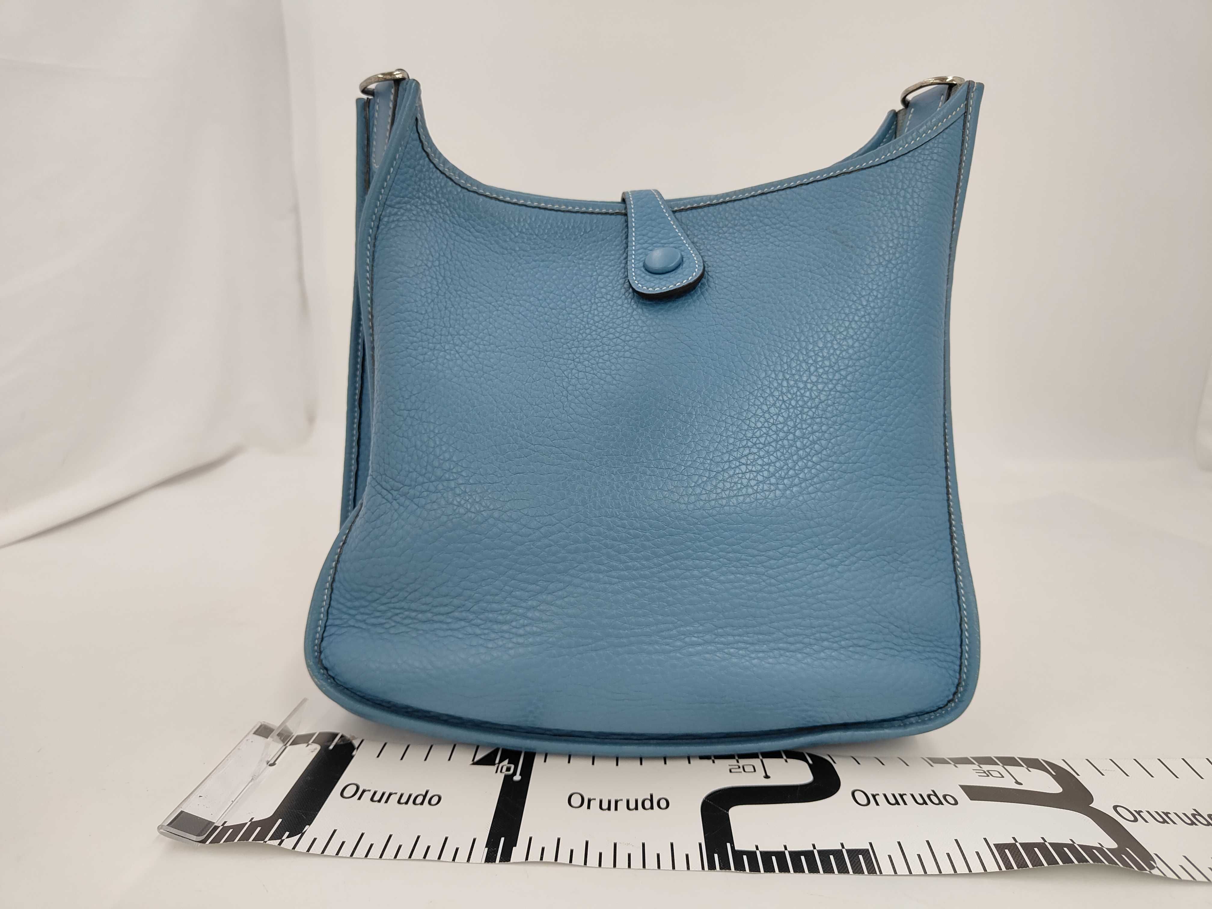 Hermes Evelyne 29 Crossbody Bag in Blue Jean Clemence Leather with Box